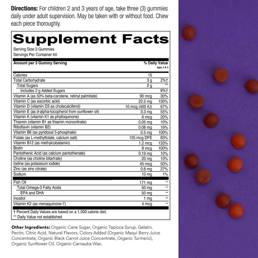 SmartyPants Toddler Multivitamin Gummies: Omega 3 Fish Oil (EPA/DHA), Vitamin D3, C, Vitamin B12, B6 & Organic Kids Multivitamin Gummies: Probiotics, Omega 3 (ALA), Vitamin D3, C, Vitamin B12 SmartyPants Au supplements