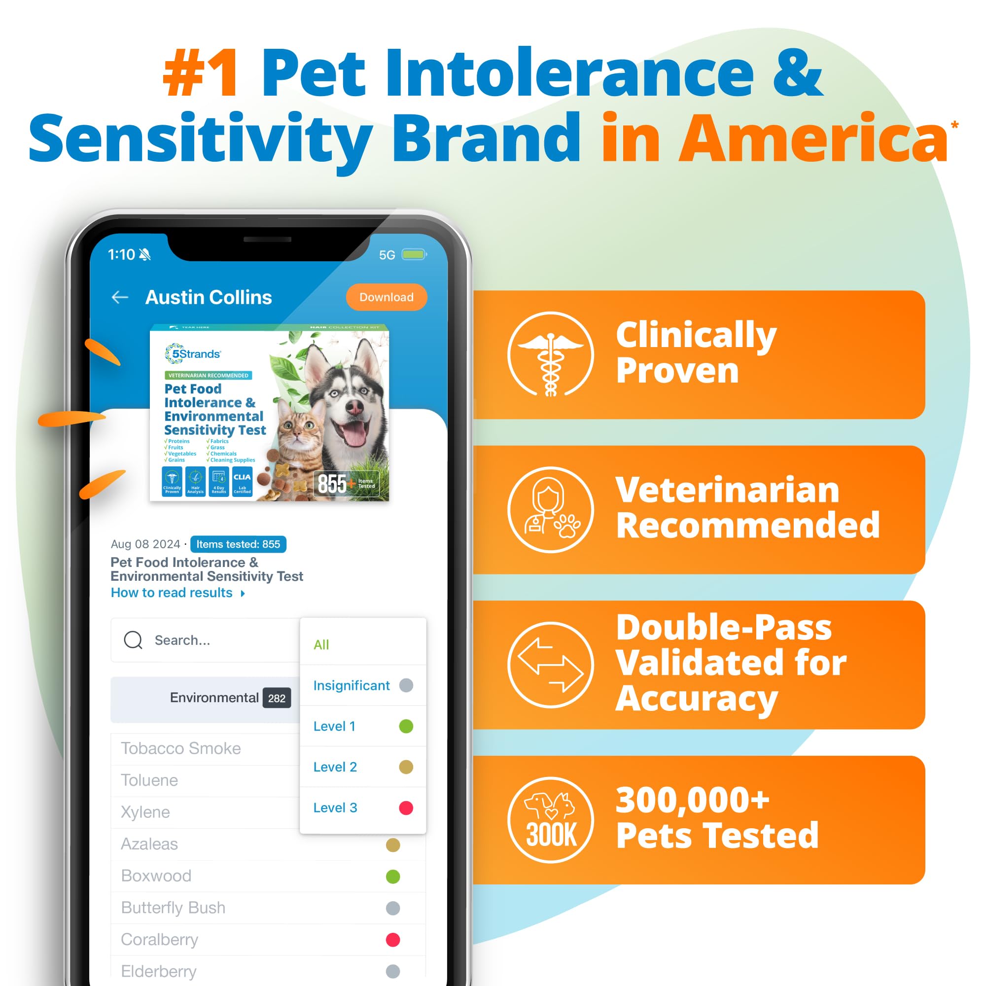 5Strands Pet Food Intolerance & Environmental Sensitivity Test, at Home Gut Health Test for Dogs & Cats, 857 Items Tested, Pet Health Check, Results in 4 Days, for All Ages and Breeds 5Strands Au supplements