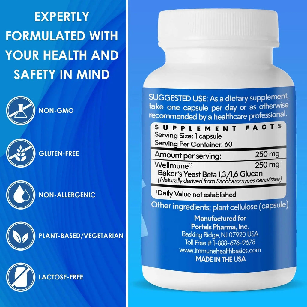 Immune Health Basics Ultra Strength Immunity - Clinically Proven Immune Support - Wellmune Highly Purified Beta Glucan - Gluten-Free, Non-allergenic Immune Health Basics Au supplements