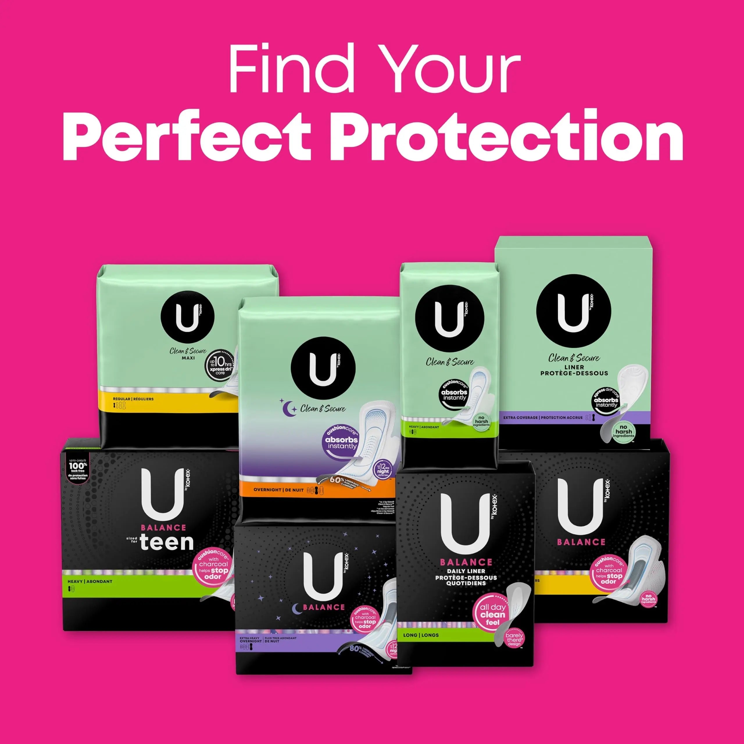 U by Kotex Balance Ultra Thin Pads with Wings, Heavy Absorbency, 46 Count (Packaging May Vary) U by Kotex Au supplements