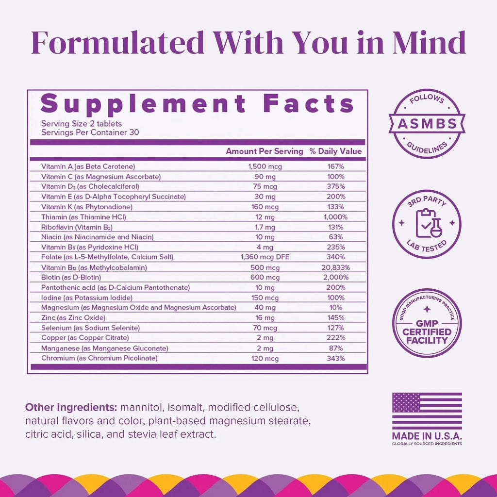 BariMelts Multivitamin, 60 Fast-Dissolving Tablets (1-Month Supply), Sugar-Free Bariatric Multivitamin for Women, Natural Fruit Flavor BariMelts Au supplements