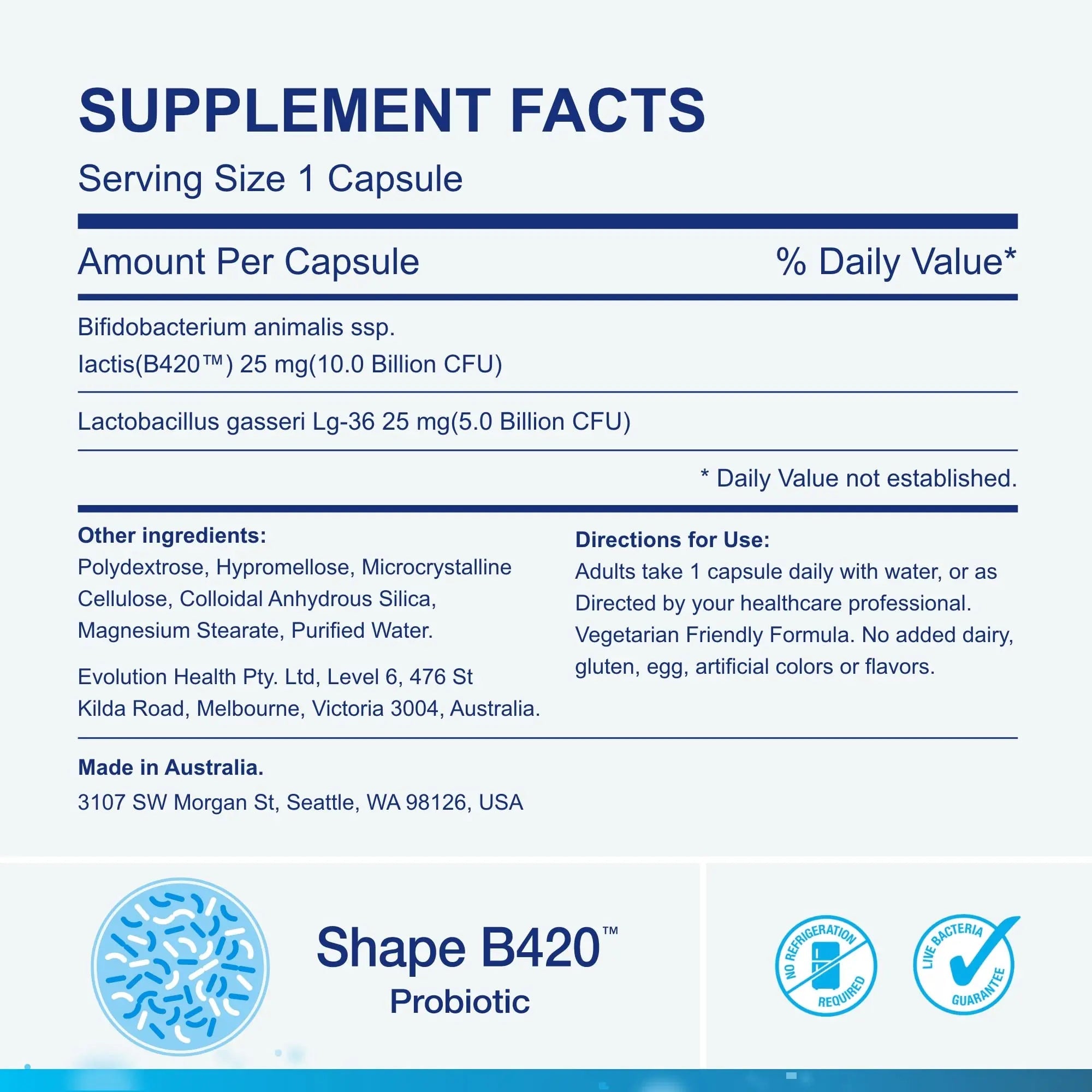 Life-Space Shape B420™ Probiotics, Clinically Studied Strains, Supplement for Women and Men Life-Space Au supplements