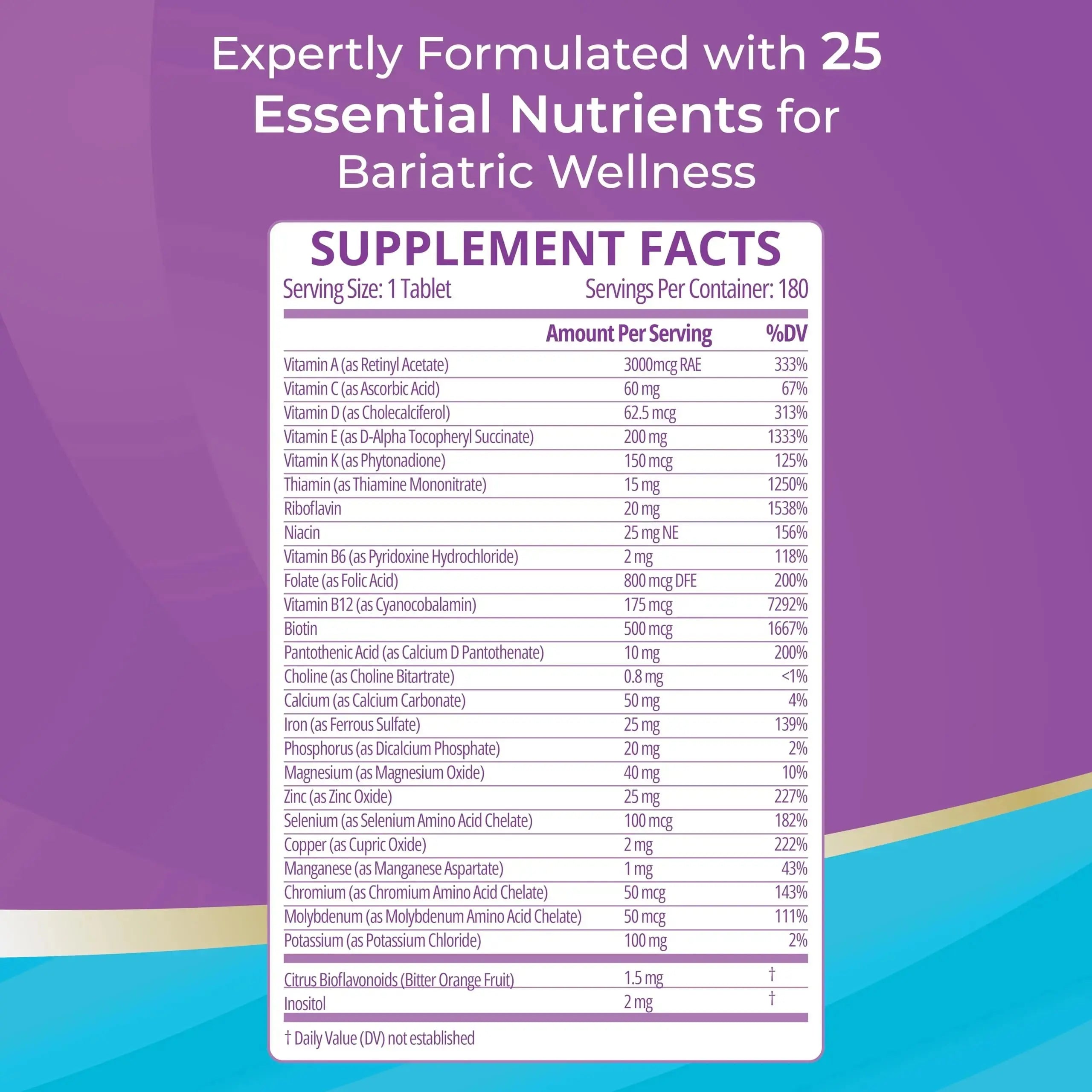 High A D E K Bariatric Multivitamin for Post DS/SADI Surgery, 25 Essential Nutrients for Post-Weight Loss Surgery, 180 Tablets Bariatric Best Supplements Au supplements