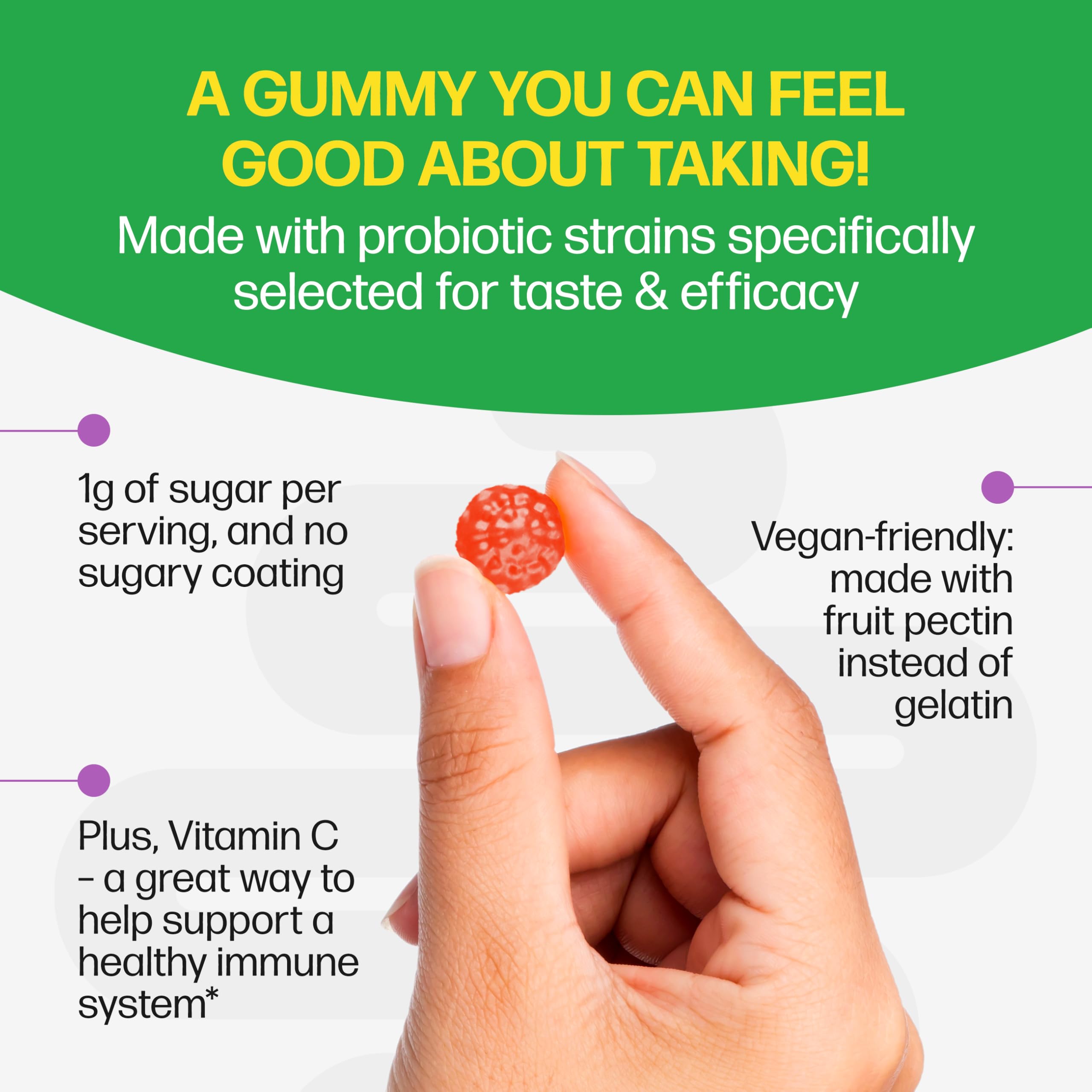 Culturelle Daily Probiotic Gummies for Women & Men, Berry Flavor, 52 Count, Naturally-Sourced Daily Probiotic