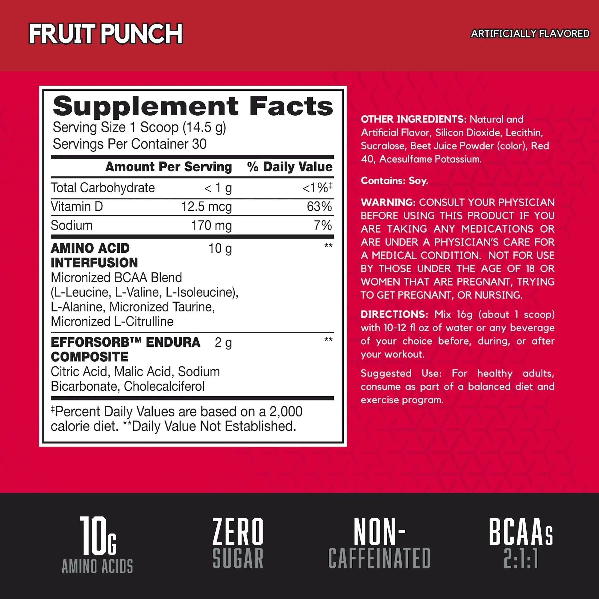 BSN Amino X Muscle Recovery & Endurance Powder with BCAAs, Intra Workout Support, 10 Grams of Amino Acids, Keto Friendly, Caffeine Free, Flavor: Fruit Punch, 30 servings (Packaging May Vary) BSN Au supplements