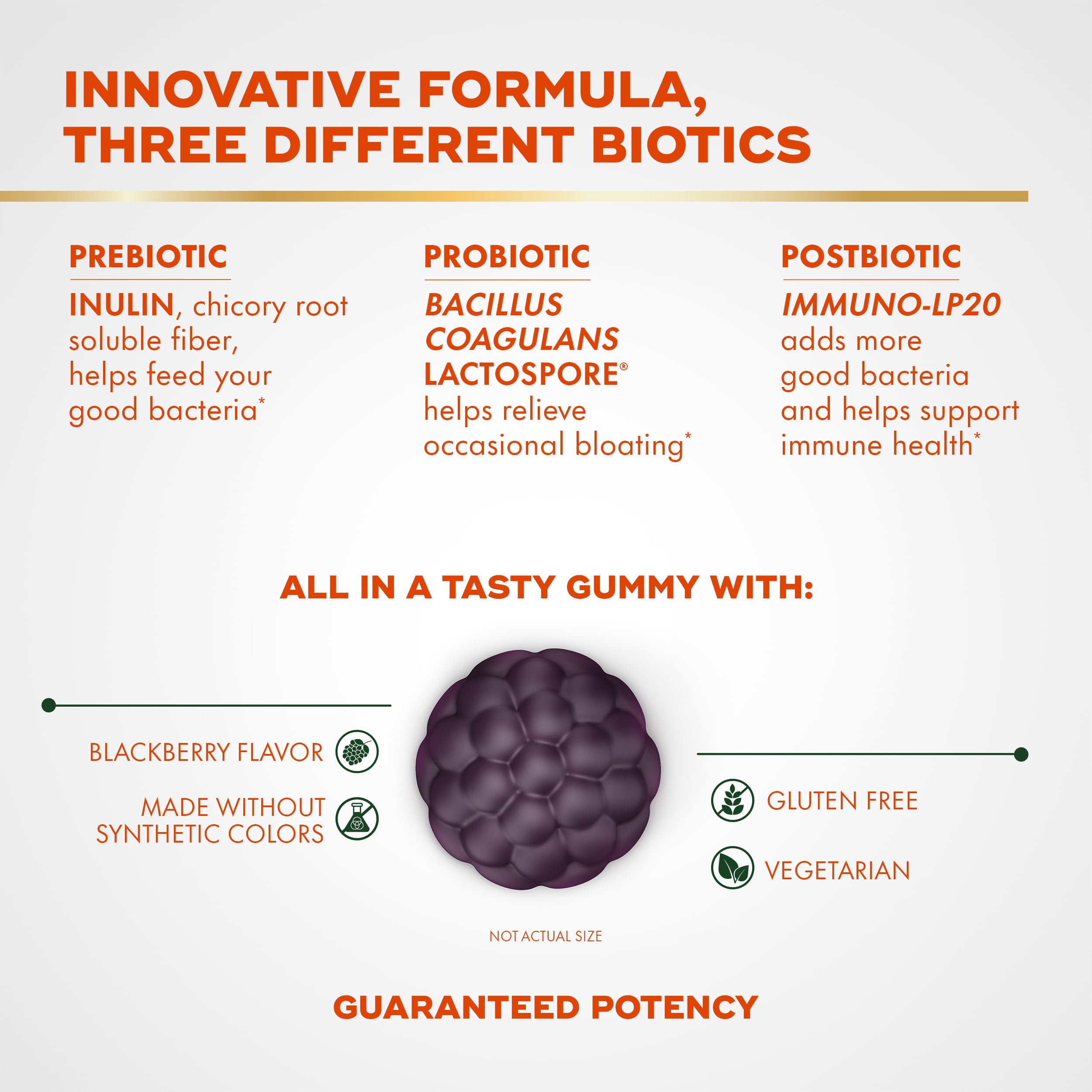 Align Probiotic, 3-in-1 Biotic Gummies, Prebiotic + Probiotic + Postbiotic, #1 Doctor Recommended Probiotic Brand‡, Helps Relieve Occasional Bloating
