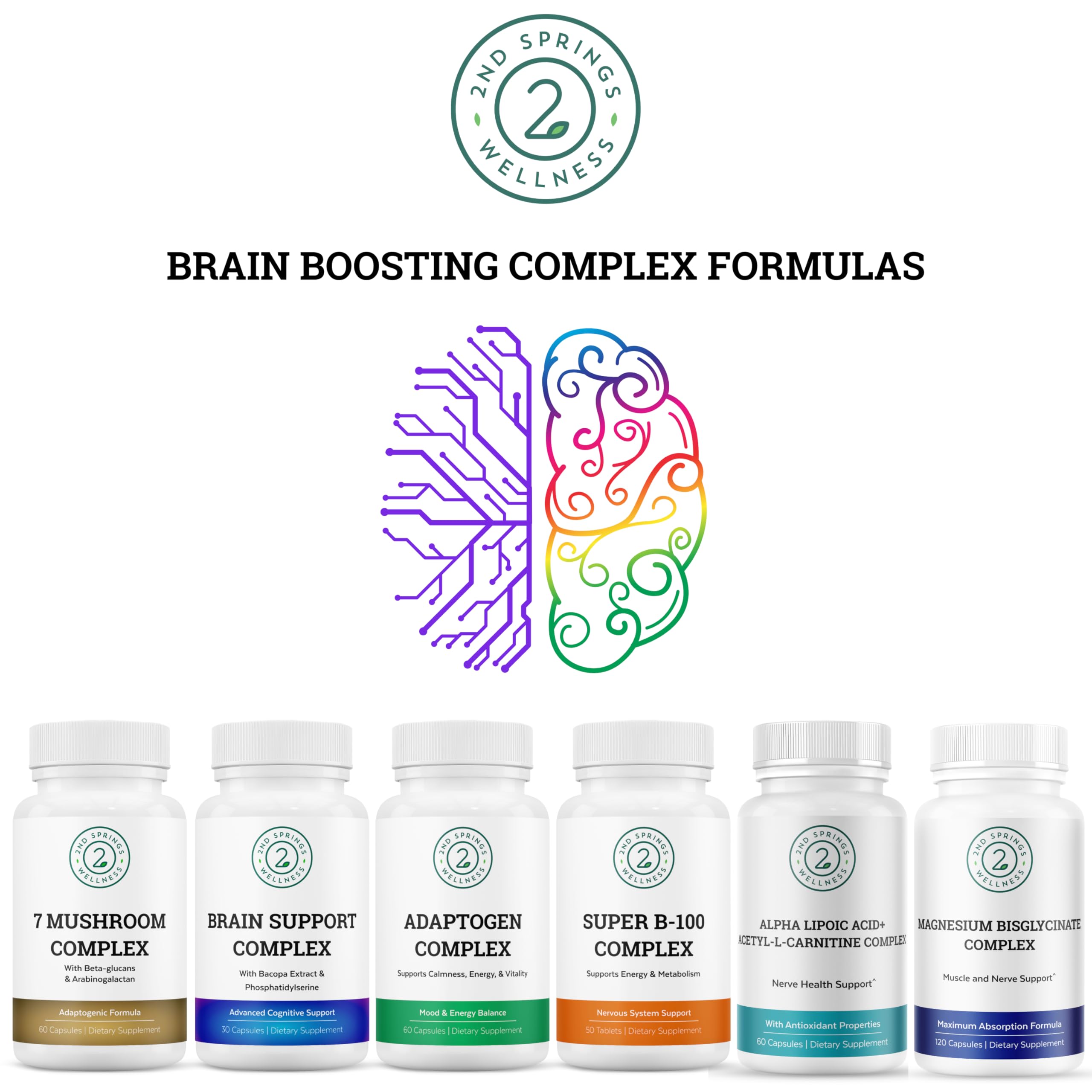 2nd Springs Adaptogen Complex Calmness, Energy and Vitality Booster - Ashwagandha, Schisandra, Astragalus, Ginseng, Rhodiola, and More - Adrenal Support Supplements - 60 Ct 2nd Springs Au supplements