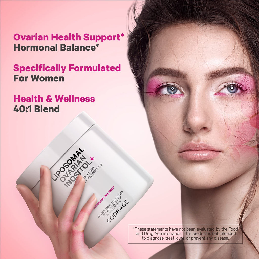 Codeage Liposomal Ovarian Inositol Powder - Myo-Inositol & D-Chiro-Inositol 40:1 Blend, Folate 5-MTHF, CoQ10, Pomegranate & Wild Blueberry - 2-Month Supply - Mixed Berry Flavor - Non-GMO, 60 Servings Codeage Au supplements