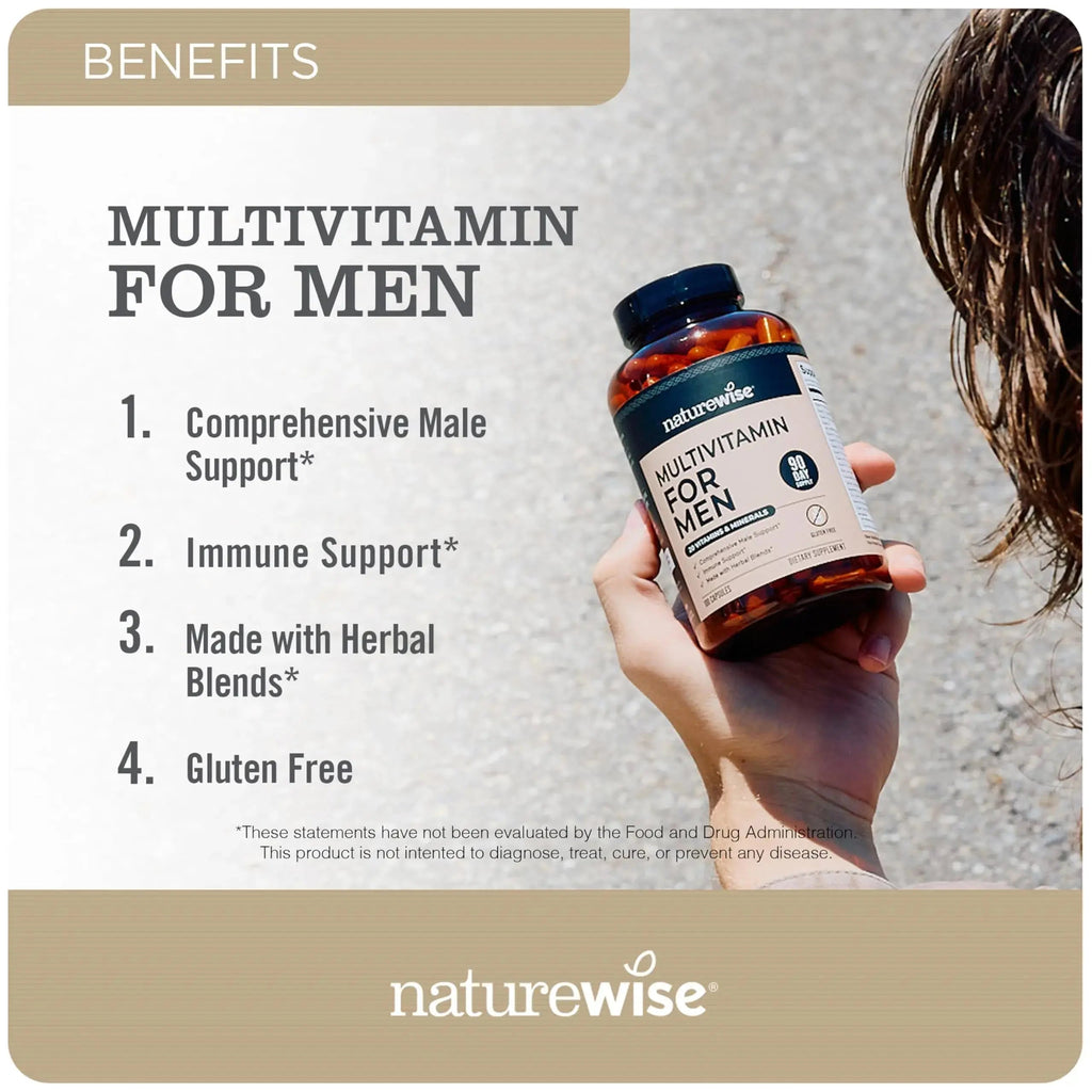 NatureWise [1] Multivitamin for Men - Non-GMO - 90 Capsules[45-Day Supply] + [1] Magnesium Glycinate 625mg - Chelated Magnesium - 30 Capsules[30-Day Supply] NatureWise Au supplements