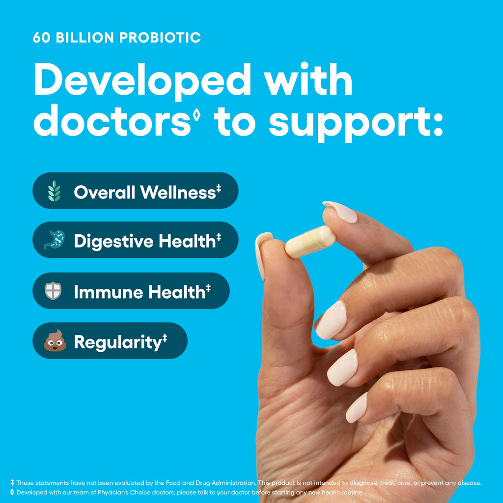 Physician's CHOICE Probiotics 60 Billion CFU - 10 Strains + Organic Prebiotics - Immune, Digestive & Gut Health - Supports Occasional Constipation, Diarrhea, Gas & Bloating