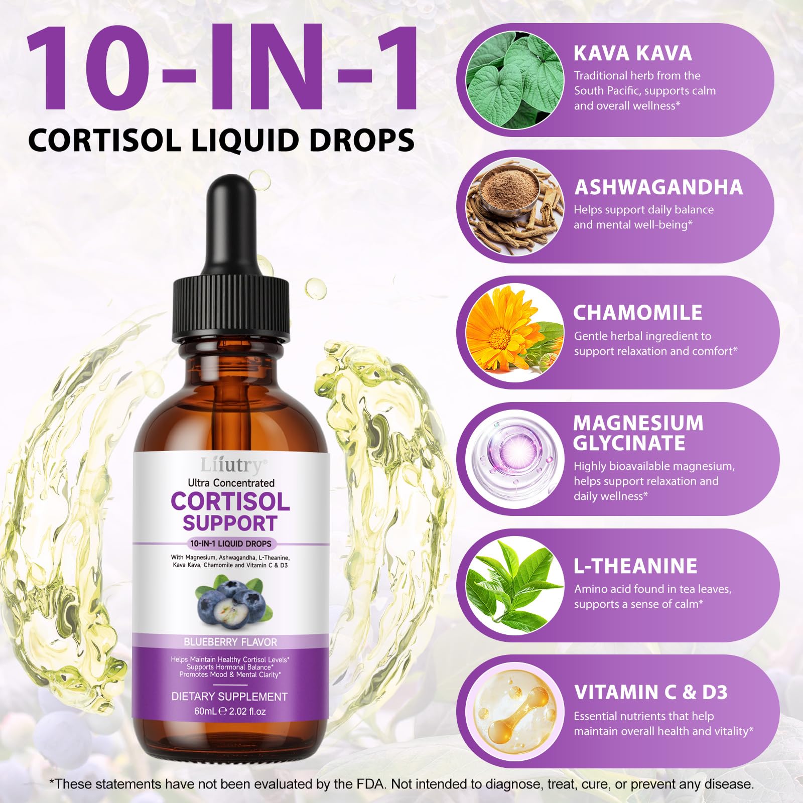 Cortisol Supplement Liquid Drops, Cortisol Supplements for Women & Men, 10 in 1 Cortisol Detox Manager Reducer with Magnesium, Ashwagandha, L-theanine, Hormone Balanced, Sleep Support - 2.02 fl.oz XCTTDXEH Au supplements