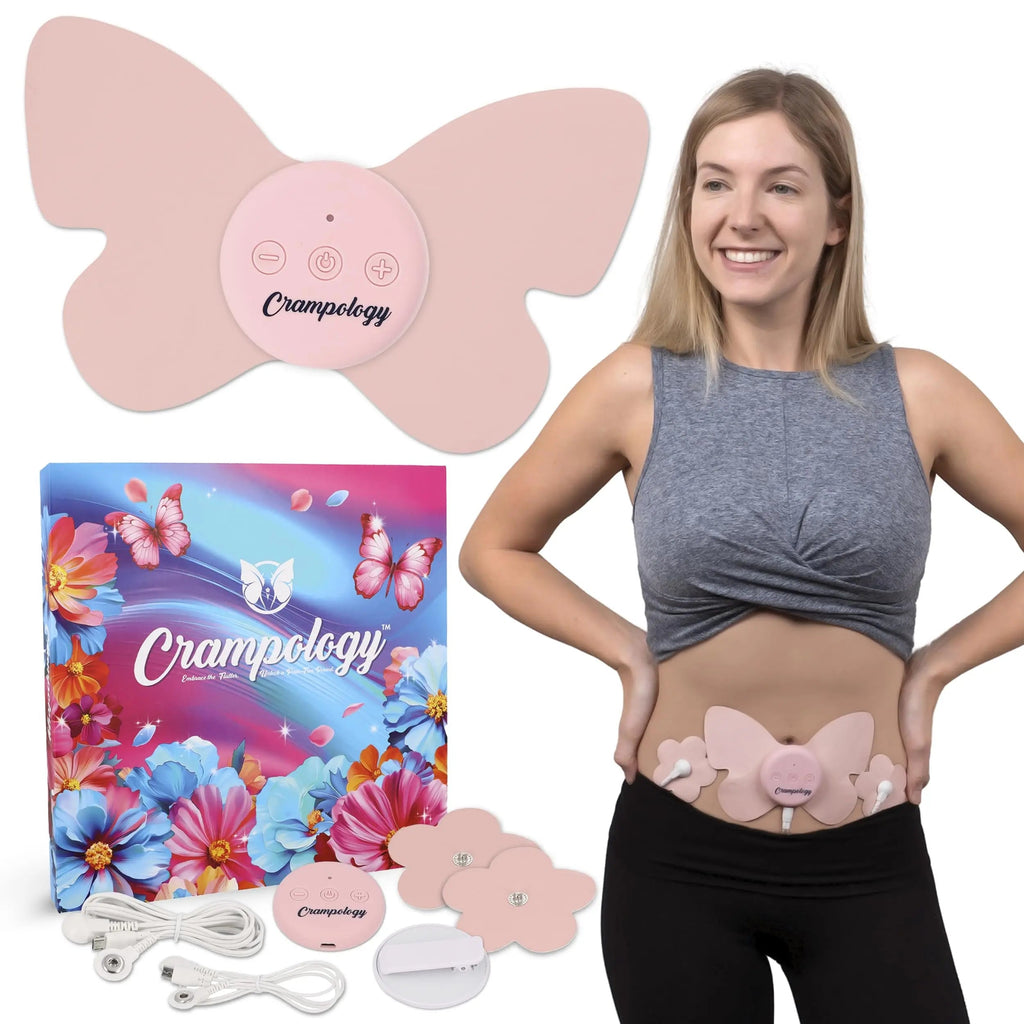 Crampology Relief Pink-Period Cramps Pain Relieving Device, Cramp Massager for Menstrual and Lower Back Ache, Reduces Endometriosis Discomfort, PMS TENS Unit, Wireless or Wired, Natural Cycle Support Crampology Au supplements