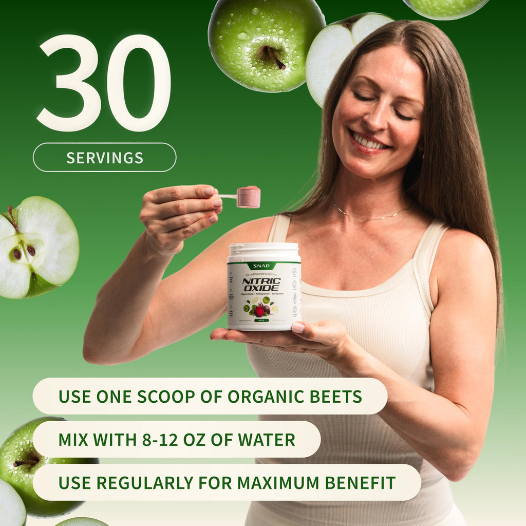 Snap Supplements Organic Beet Root Powder Nitric Oxide Supplement for Men & Women, Red Spinach & Pomegranate, Supports Healthy Energy & Blood Pressure Already