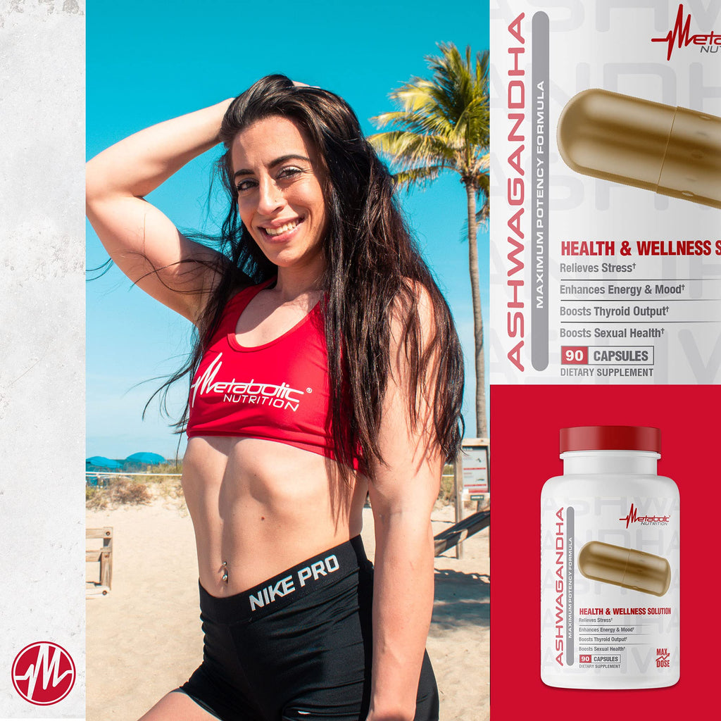Metabolic Nutrition Ashwagandha 2200mg Made with Organic Ashwagandha Powder and Black Pepper Extract, 90 Vegan Capusles Metabolic Nutrition Au supplements