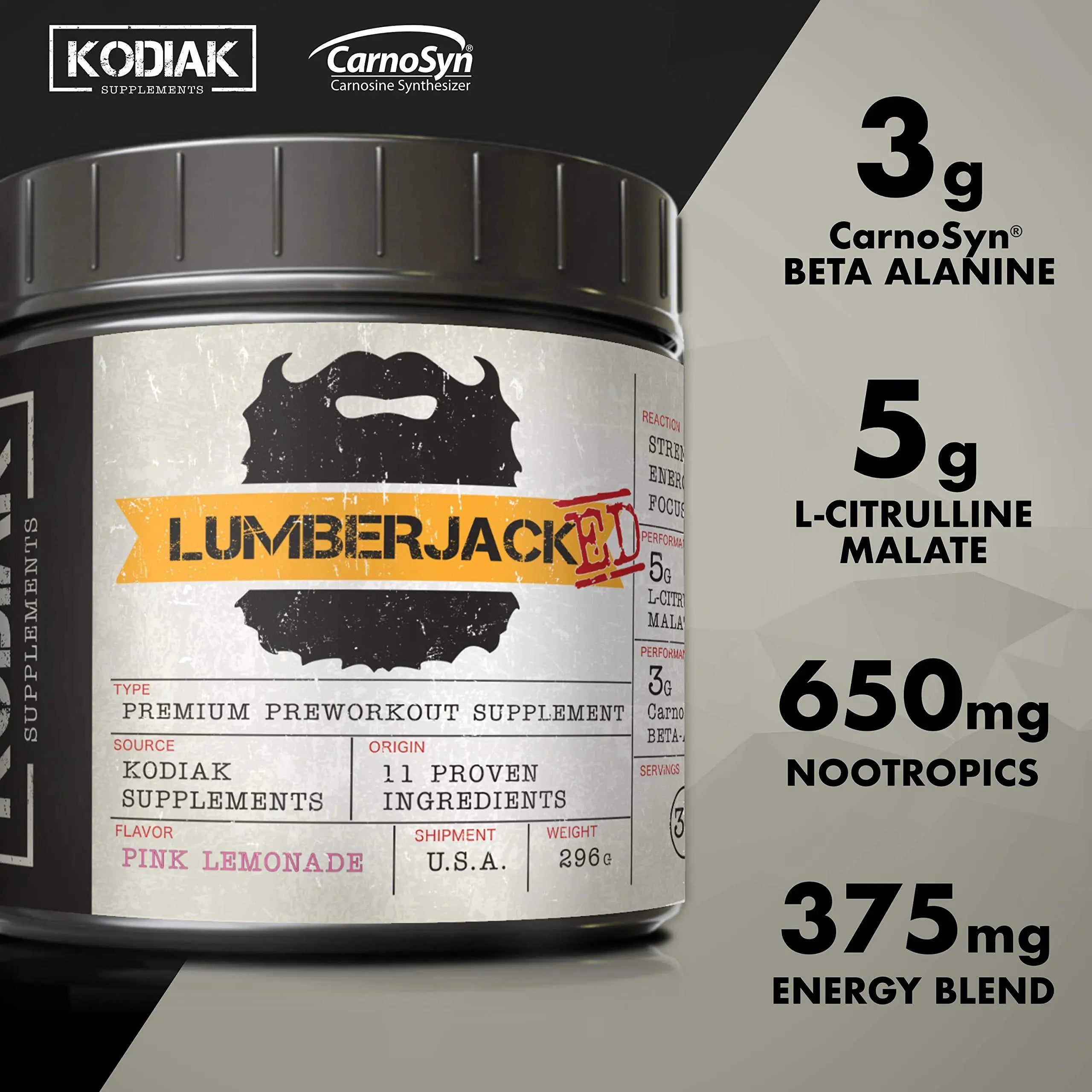 Kodiak Supplements LUMBERJACKED Pre-Workout Supplement with CarnoSyn 30 Servings Kodiak Supplements Au supplements