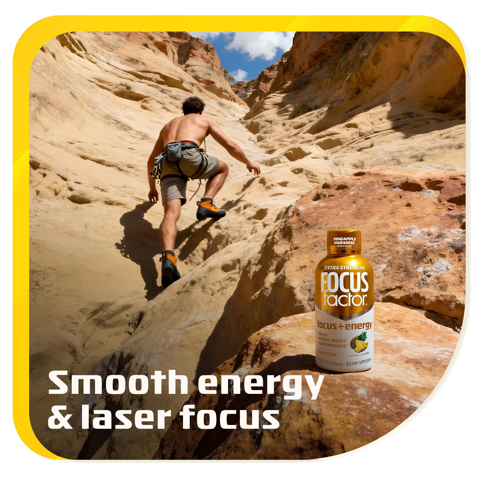 Focus Factor Extra Strength Focus + Energy Shots - 12 x 2oz Bottles (Pineapple Paradise Flavor) - Powered by Nootropics with Caffeine, L-Theanine, Ginkgo, Bacopa, L-Tyrosine, Alpha GPC Focus Factor Au supplements