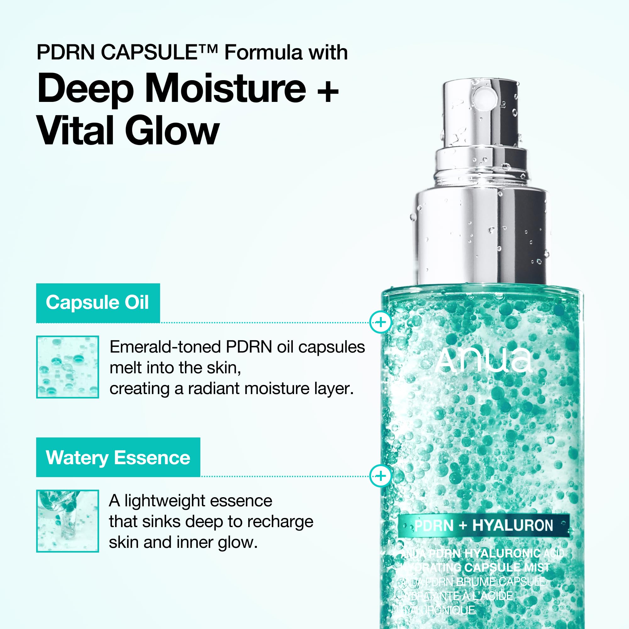 ANUA PDRN Collagen Glow Facial Serum Spray, Hydrating Face Mist, Hyaluronic Acid