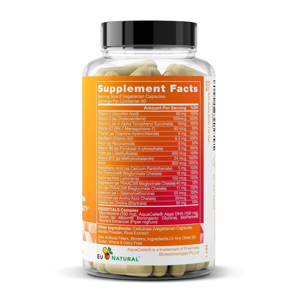 Next Gen Multivitamin for Women – 22 Optimized Vitamins for Immunity, Beauty, Brain, Energy, Bones and Heart – Vitamin C, D, E, K, Iron, B6 and DHA Eu Natural Au supplements