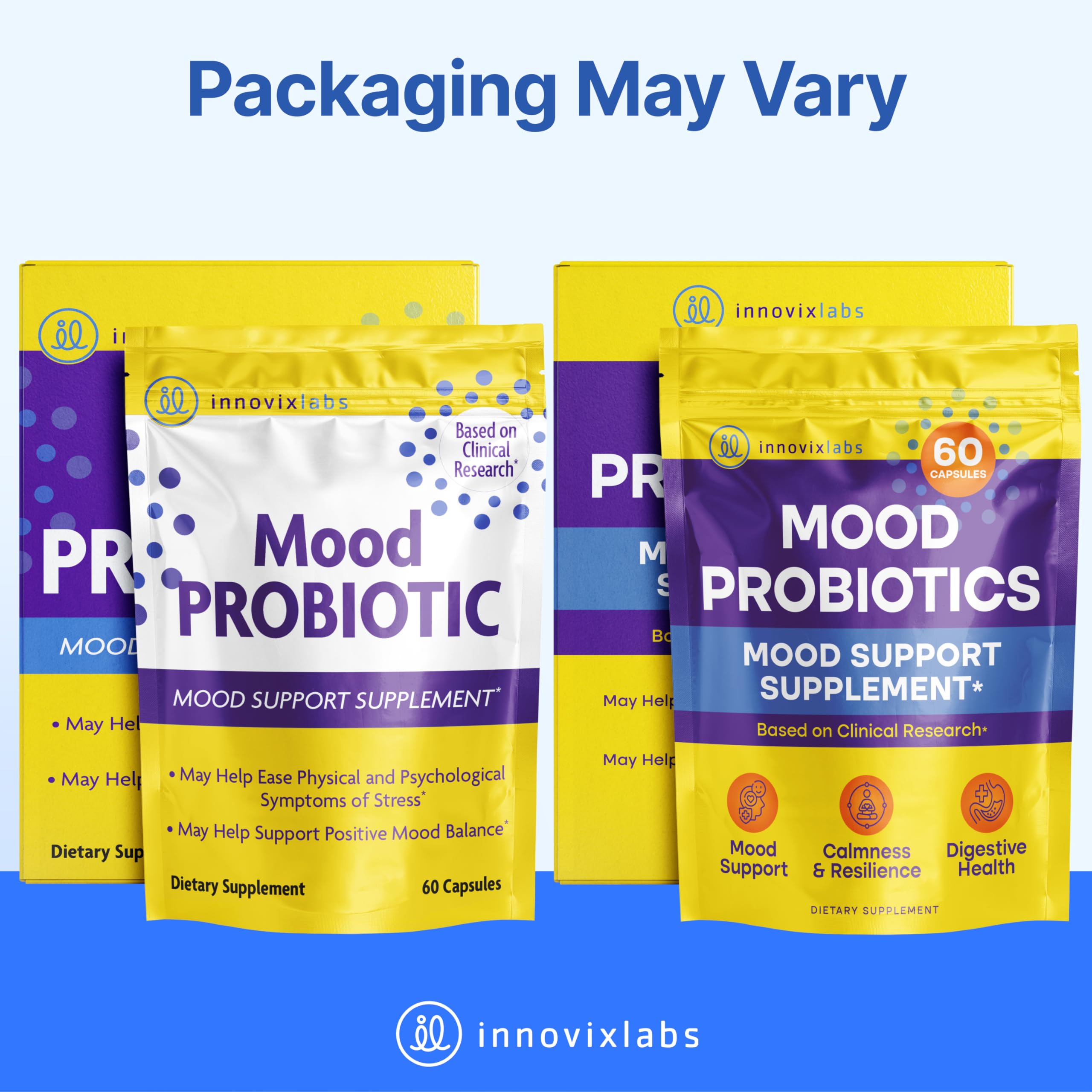 InnovixLabs Mood Probiotic for Women & Men, Clinically Studied Digestive & Mood Support Supplement, Lactobacillus helveticus Rosell-52ND & Bifidobacterium longum Rosell-175, 60 Capsules InnovixLabs Au supplements