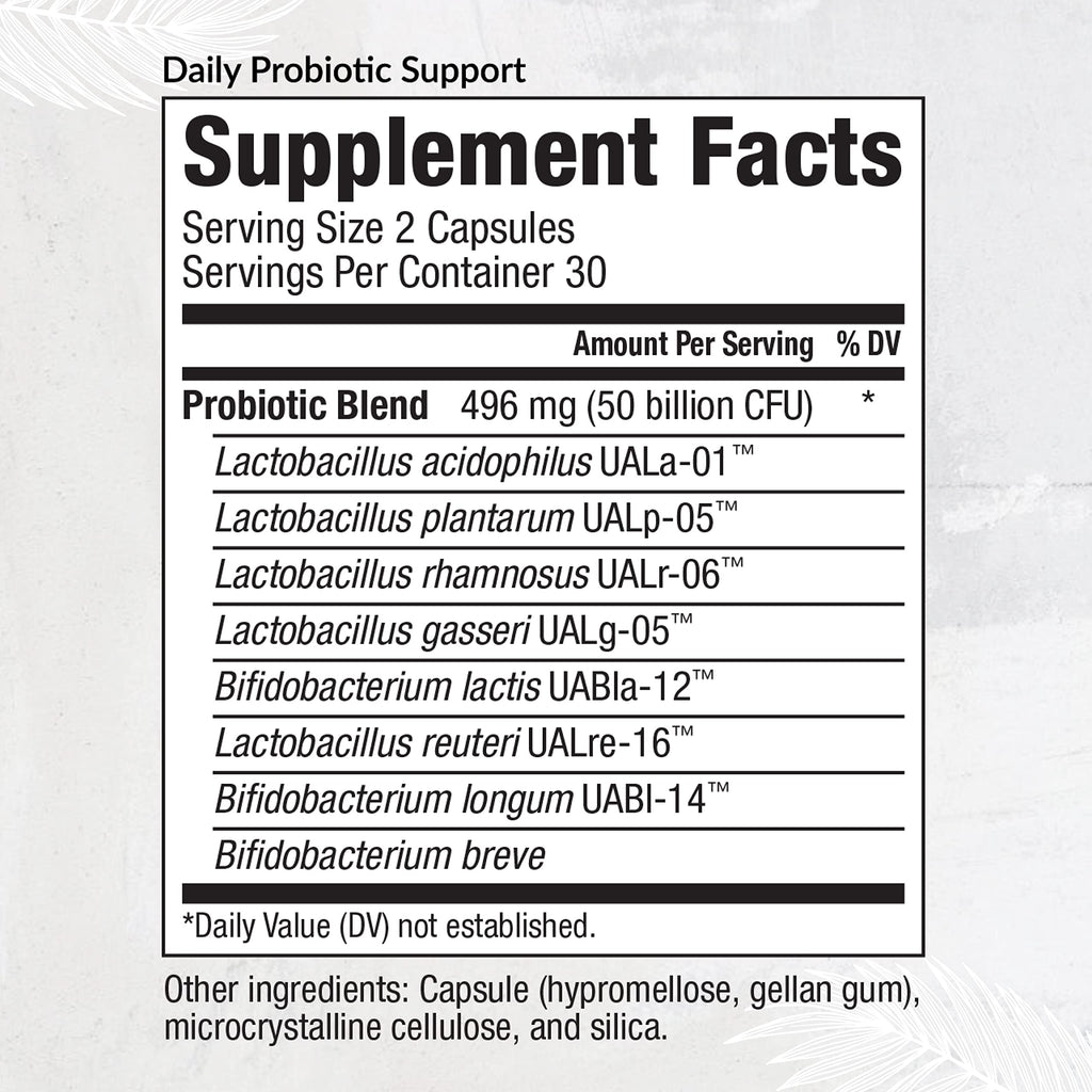 Equilife Daily Probiotic Support, 50 Billion CFU, 8 Probiotic Strains, Digestive and Gut Health Supplement for Men and Women, Gluten Free, Soy and Dairy Free