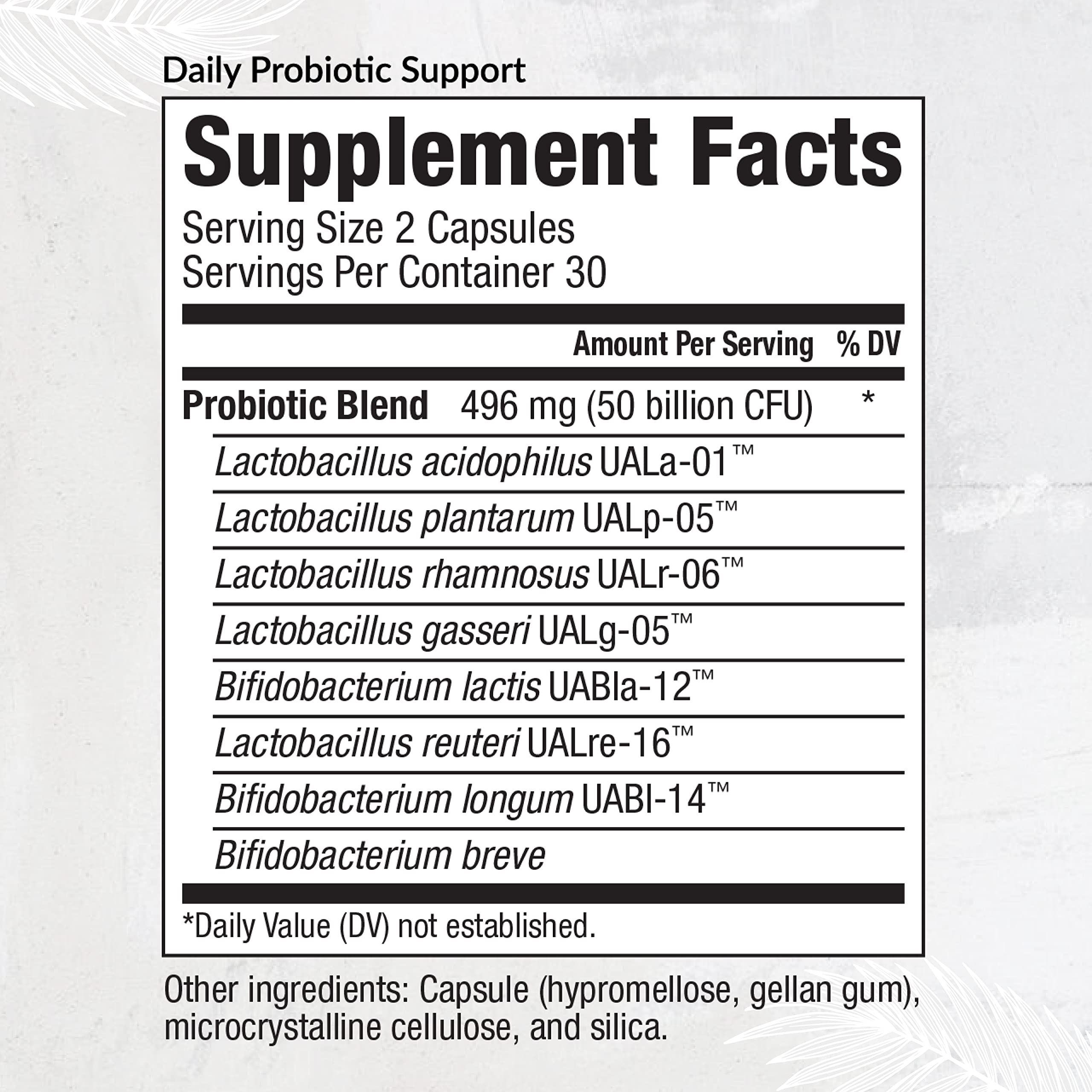 Equilife Daily Probiotic Support, 50 Billion CFU, 8 Probiotic Strains, Digestive and Gut Health Supplement for Men and Women, Gluten Free, Soy and Dairy Free