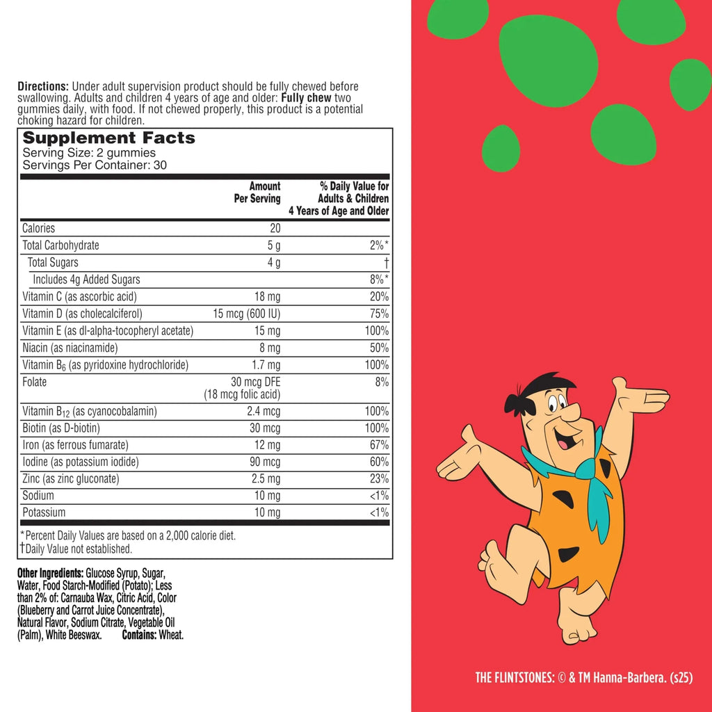 Flintstones Vitamins for Picky Kids + Iron, Kids Multivitamin Gummies with Vitamin C, D, E, B6 and Iron, Gummy Vitamins, Grape Flavored, 60 Gummies Flintstones Vitamins Au supplements