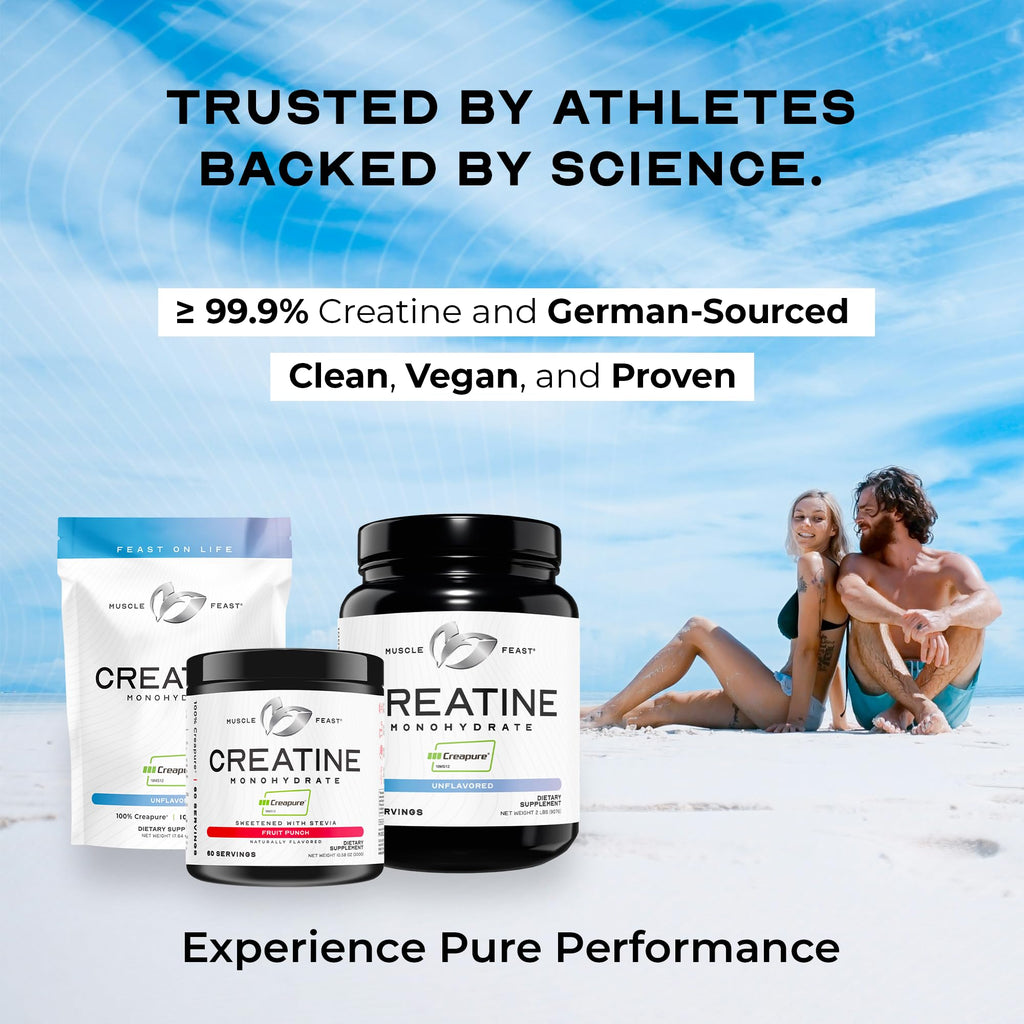 Muscle Feast Creapure Creatine Monohydrate Powder, Vegan Keto Friendly Gluten-Free, Mass Gainer, Muscle Recovery Supplement and Trusted Creatine for Muscle Growth