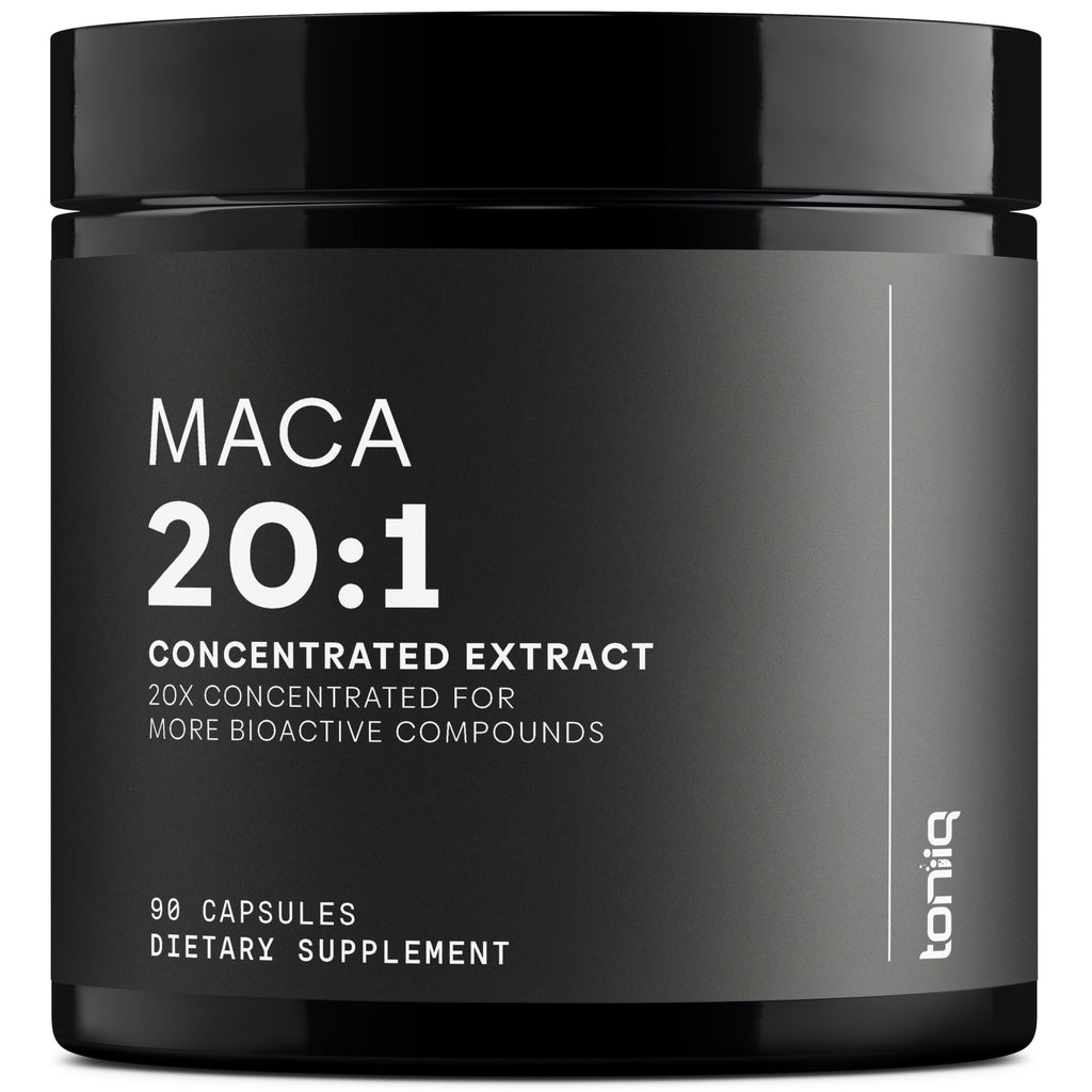 Toniiq Maca Root - Ultra High Potency 20:1 Extract - Black, Red and Yellow Maca Complex - Single Origin, Wildcrafted & Highly Concentrated - Third-Party Lab Tested - 90 Capsules Toniiq Au supplements