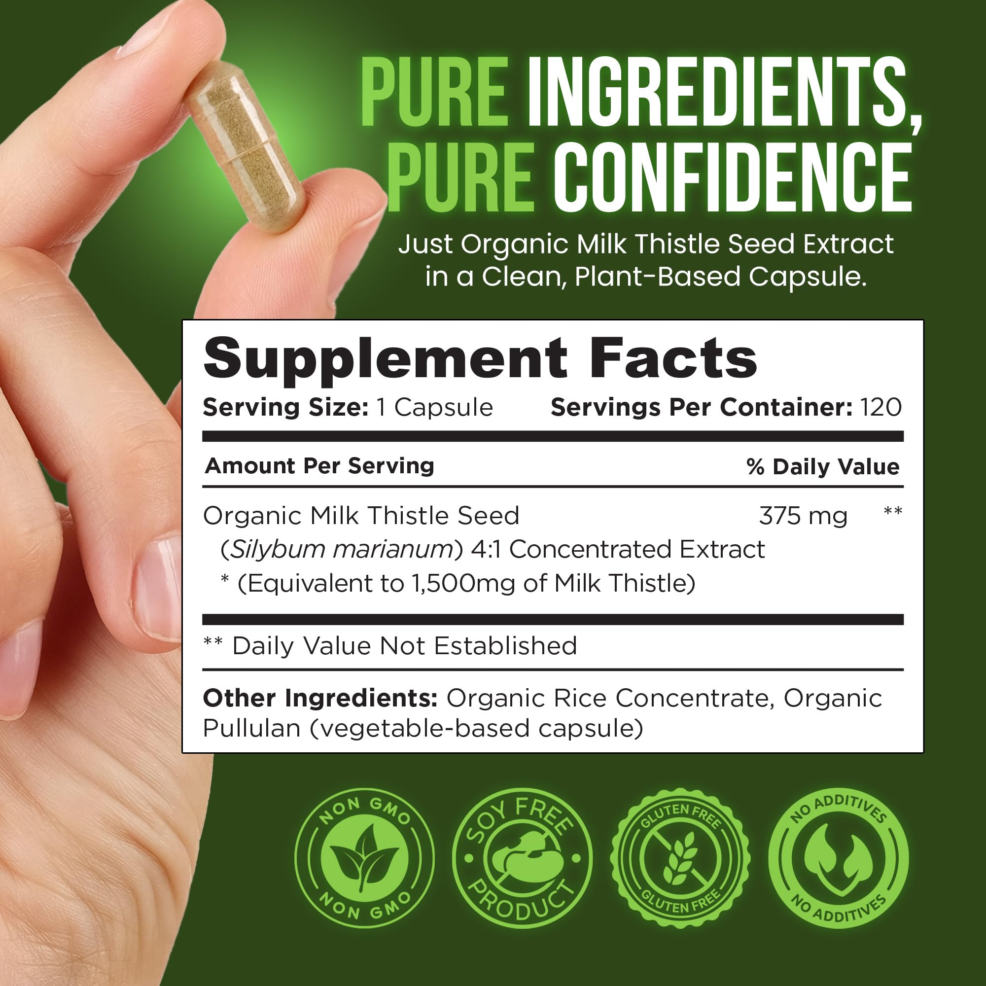 OmniBiotics Organic Milk Thistle Supplement 1500mg – 4X Concentrated Extract with Silymarin – High Potency Liver Detox & Support