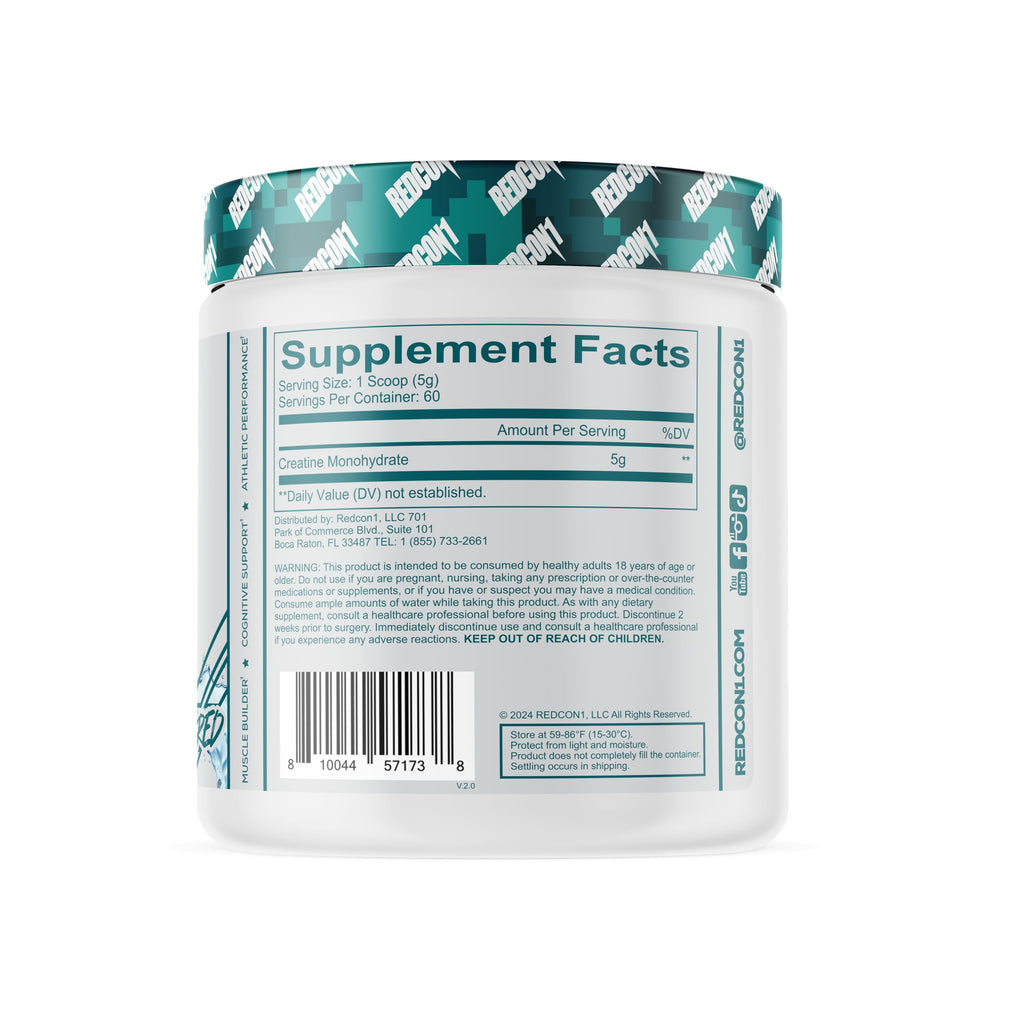 REDCON1 Creatine Monohydrate - Keto Friendly + Vegan Pre & Post Workout Supplement - Creatine Powder to Support Recovery & Athletic Performance (60 Servings)