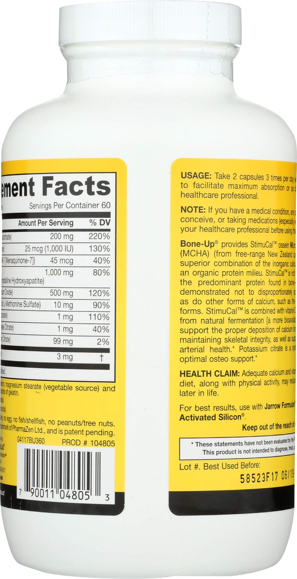 Jarrow Formulas BoneUp for Bone Density - Vitamin D3 and K2, Calcium Support, 360 Capsules, Promotes Skeletal Nutrition, Up to 60 Days Supply Jarrow Formulas Au supplements