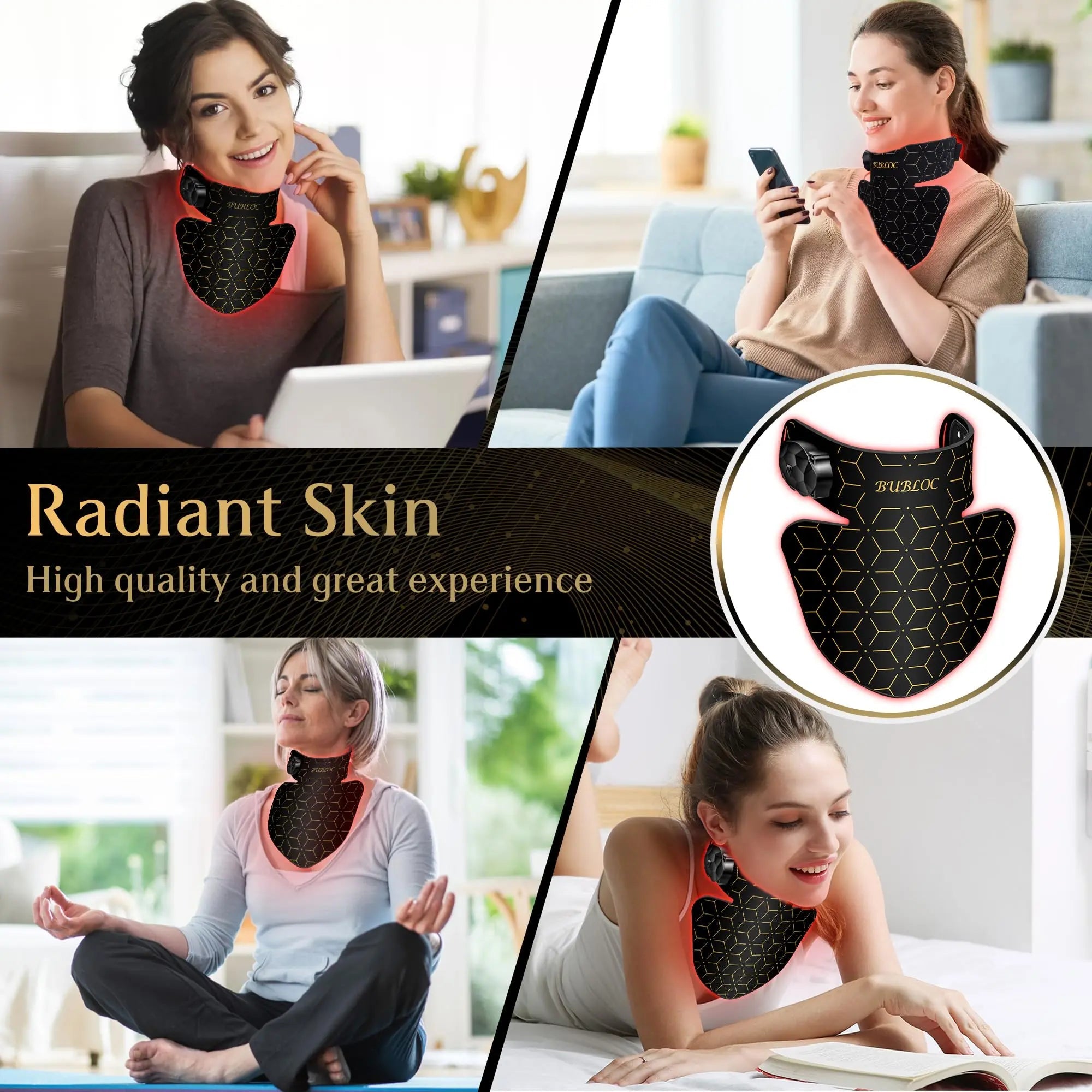 Upgraded Red Light Therapy Mask for Neck & Décolleté, 850 nm Wireless Infrared Light Therapy Suitable BUBLOC Au supplements