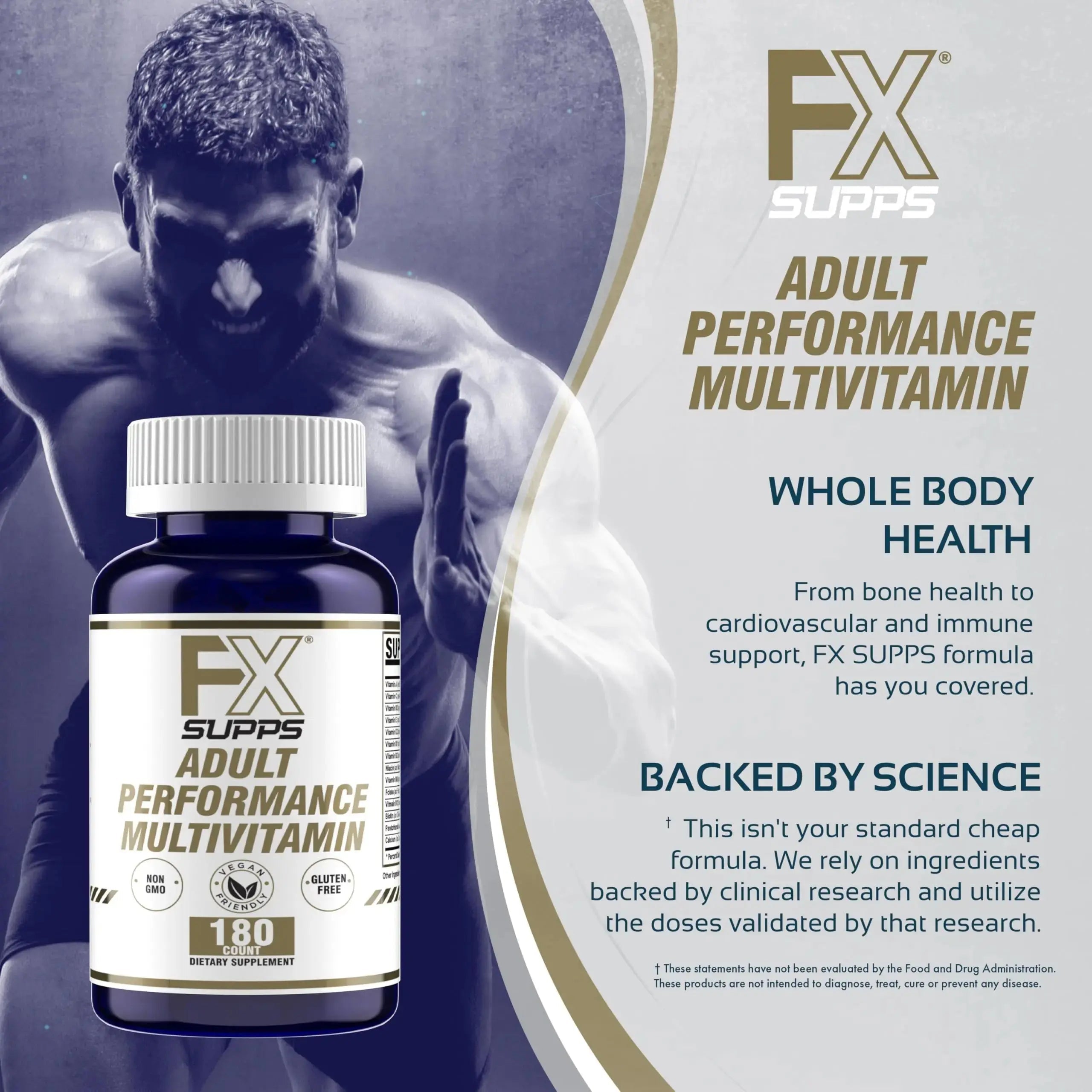FXSUPPS Performance Multi-Vitamin with Amino Acids, Beta-Alanine and L-Carnitine, Enhanced Performance and Recovery, 180 Tablets FXSUPPS Au supplements