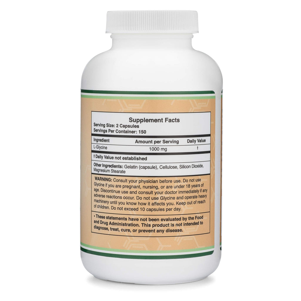 Glycine Supplement - 1,000mg Glycine Powder per Serving (300 Capsules) The Relaxing Amino Acid (Glicina) (Third Party Tested, Gluten Free, Non-GMO) by Double Wood Double Wood Supplements Au supplements