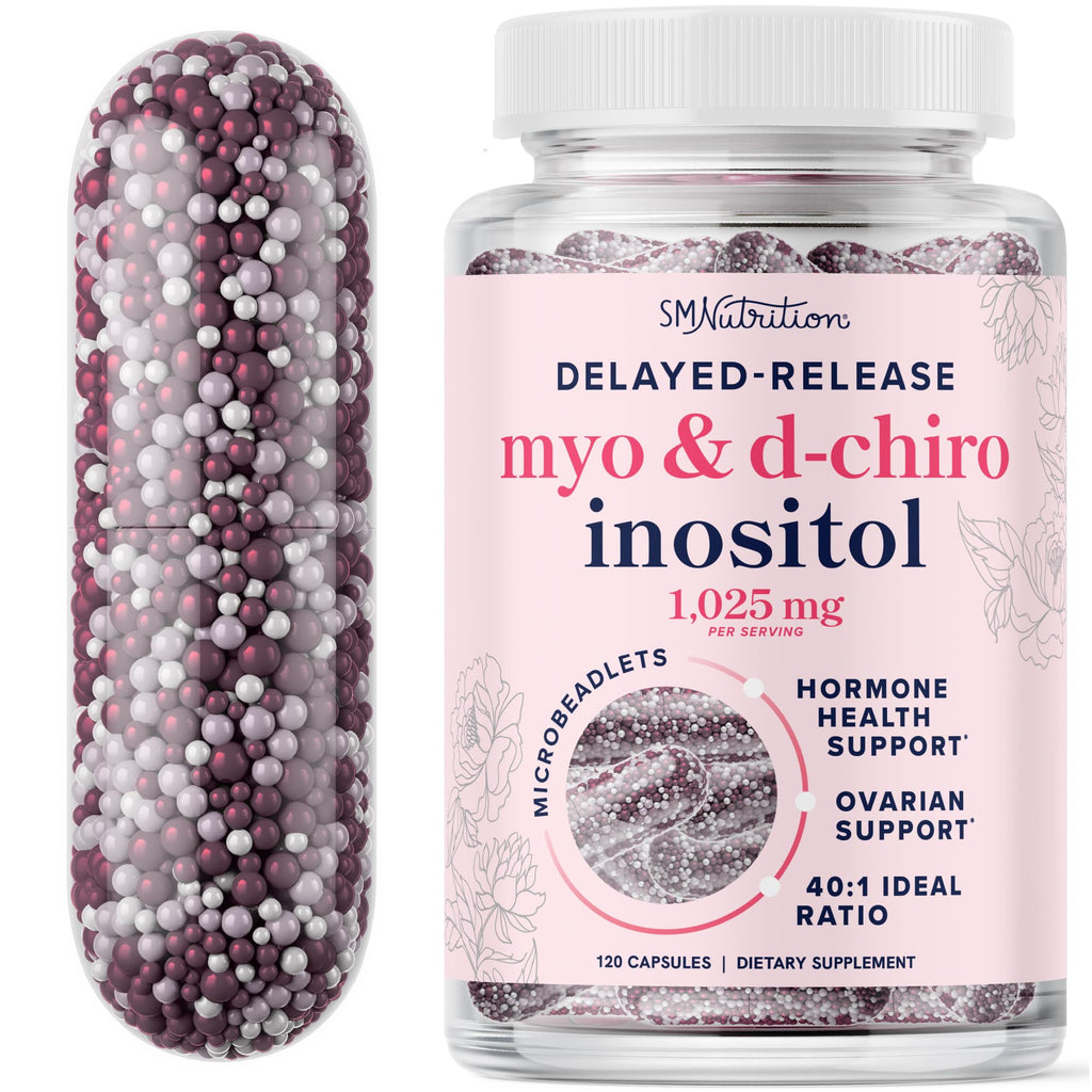 Myo-Inositol & D-Chiro Inositol for Hormone Balance for Women | Microbeadlets to Regulate Menstrual Cycle & Support Ovarian Health | 40:1 Ratio Myo & D Chiro | Non-GMO | 120 Ct (1 Month Supply) SMNutrition Au supplements
