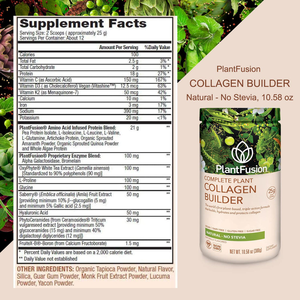 PlantFusion Vegan Collagen Powder - Plant Based Collagen Protein Powder For Muscle & Joints, Hair, Skin & Nails - Keto, Gluten Free, Soy Free, Non-Dairy, No Sugar, Non-GMO - Unflavored 10.58 oz PlantFusion Au supplements