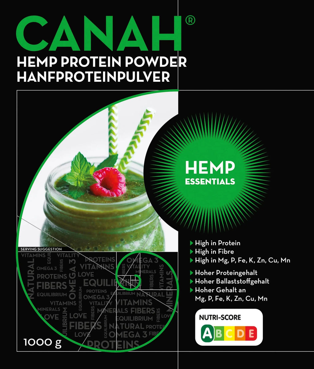 Canah® Natural Hemp Protein Powder 1 kg Vegan, High in Protein, Fibre, Omega 3 & Omega 6, Amino Acids, Vitamins and Minerals, Certified Kosher + Free Bonus Recipes Hemp Essentials Au supplements