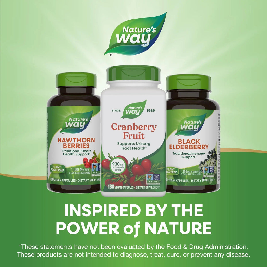 Nature's Way Cranberry Fruit, Cranberry Supplements, Supports Urinary Tract Health*, 930 mg per 2-Capsule Serving, 180 Capsules (Packaging May Vary) Nature's Way Au supplements