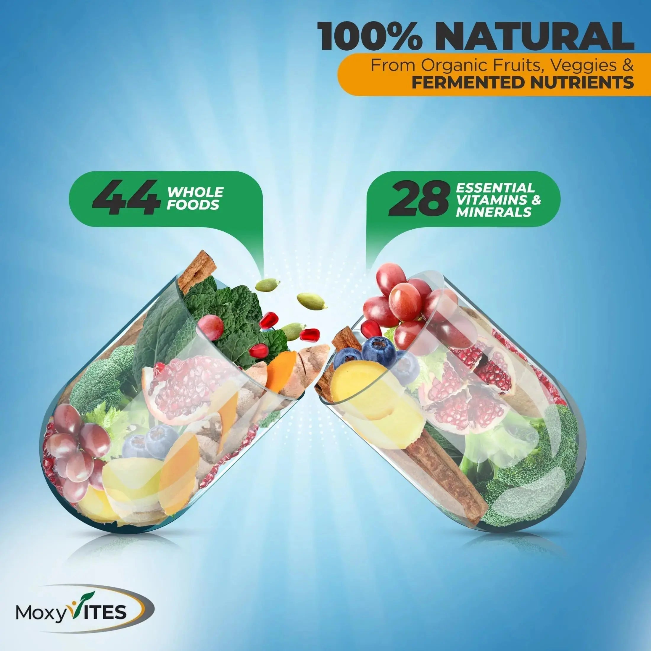 Methylated Mens Multivitamins - Daily Mens Vitamins with 44 Organic Whole Food - Multivitamin for Men with Iron & Fermented Nutrients MoxyVites Au supplements