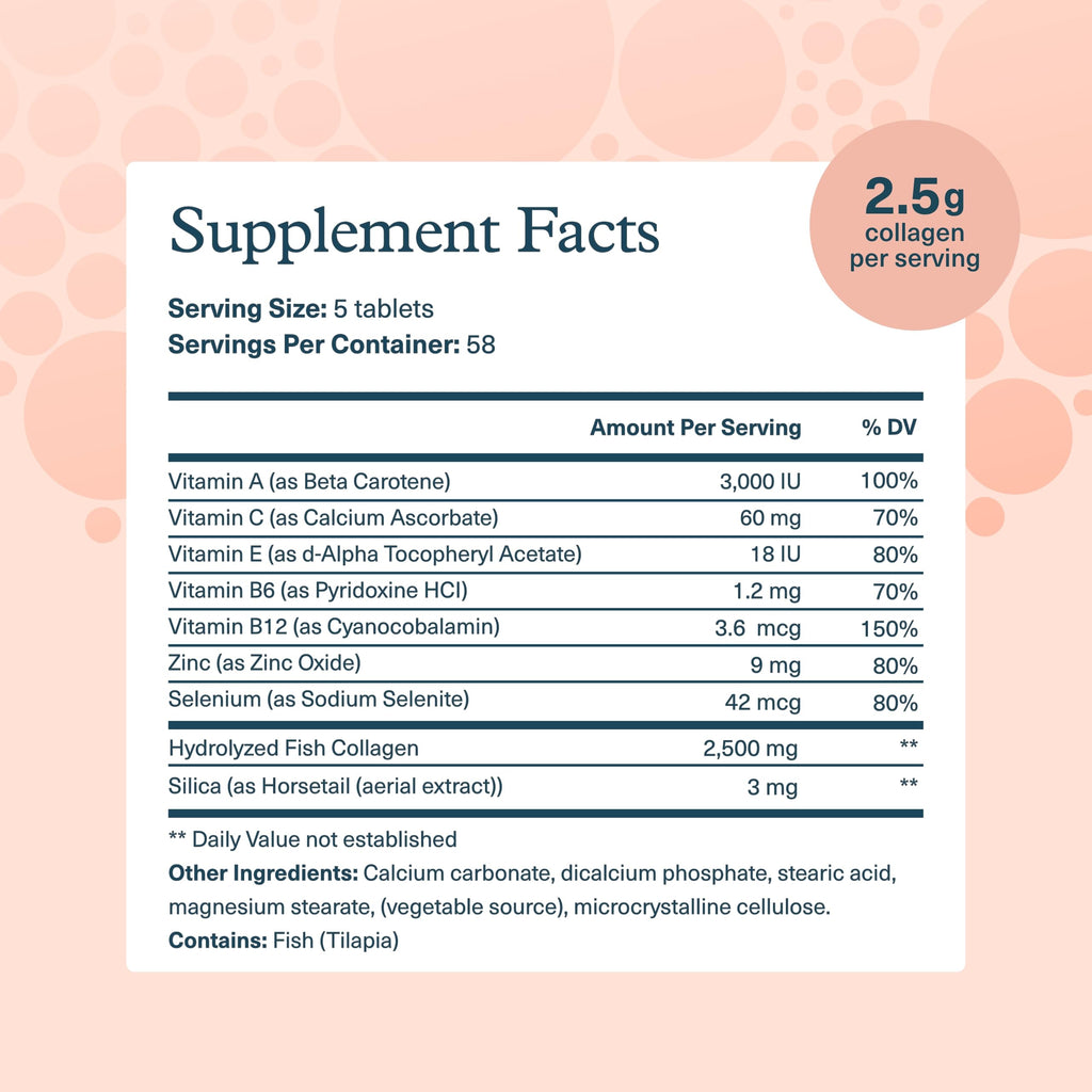 Youtheory Marine Collagen Tablets - 2,500 mg Fish-Sourced Collagen Peptides- with Vitamins A, C, E, B6 & B12 - Supports Joint & Nail Health* - Highly Absorbable - 290 Tablets (58-Day Supply) Youtheory Au supplements
