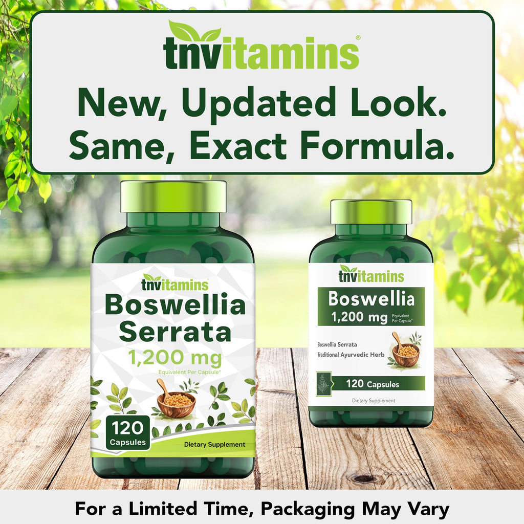 tnvitamins Boswellia Extract Capsules, 120 Count | 1,200 mg Per Capsule | 65% Boswellic Acids + 10:1 Concentrated Extract | Boswellia Serrata