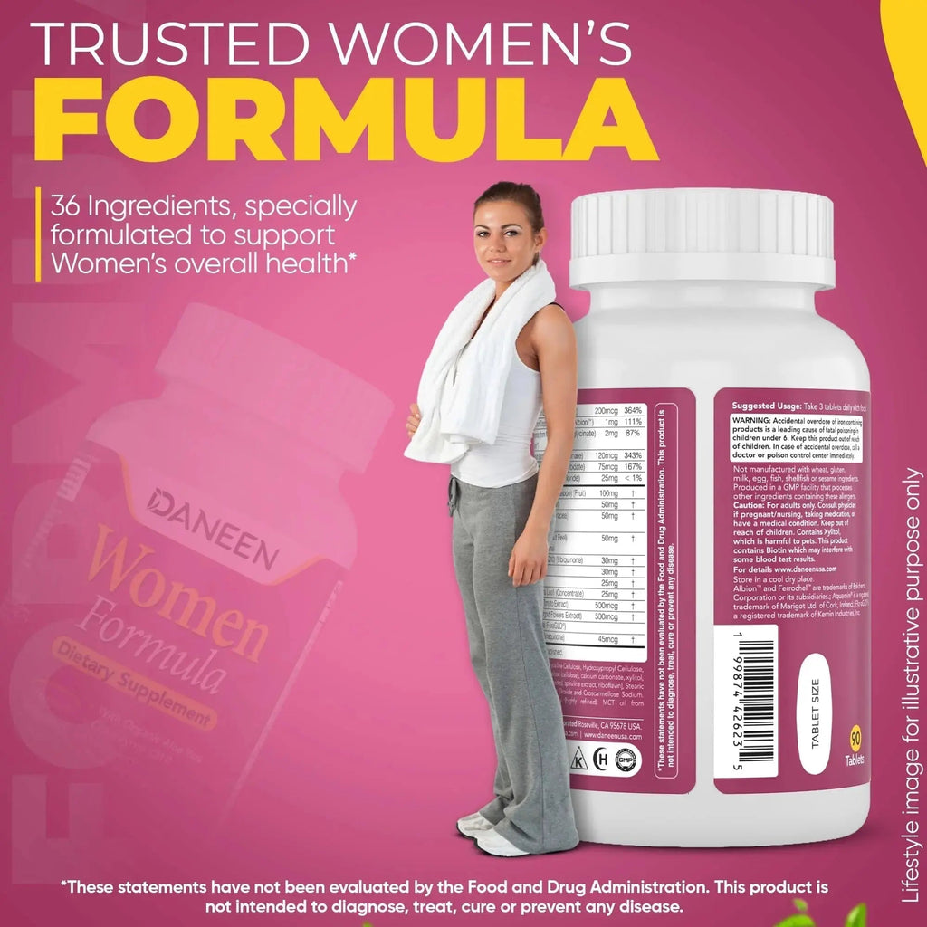 DANEEN Daily Multivitamin for Women - 36 Essential Ingredients - 90 Tablets - Vitamins for Women Multivitamin DANEEN Au supplements