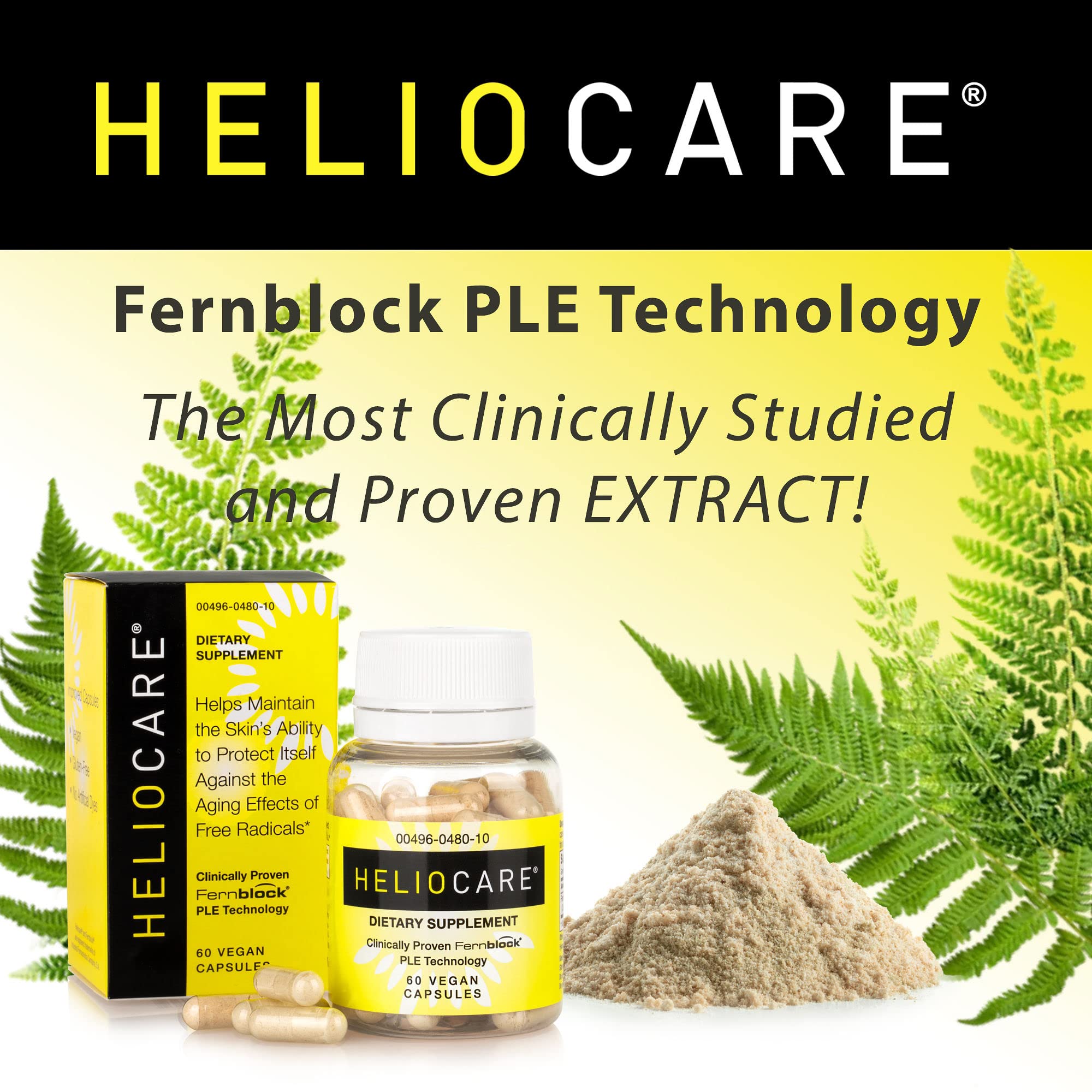 Heliocare Skin Care Dietary Supplement: 240mg Polypodium Leucotomos Extract Pills - Antioxidant Rich Formula with Fernblock