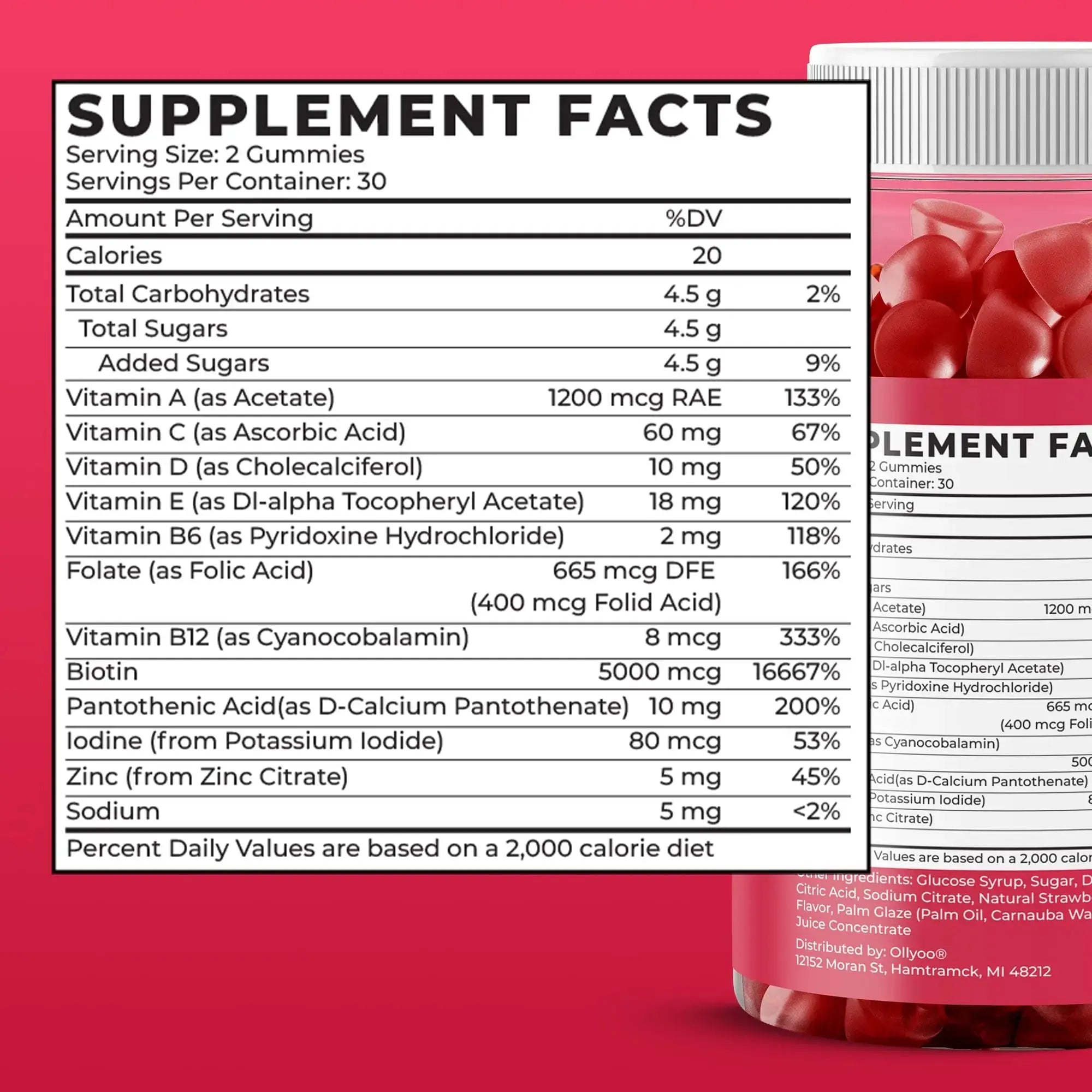 Ollyoo Multivitamin Gummies for Adults | Cherry & Strawberry Flavor | Great Source of Vitamin A & Essential Nutrients | Ollyoo Au supplements
