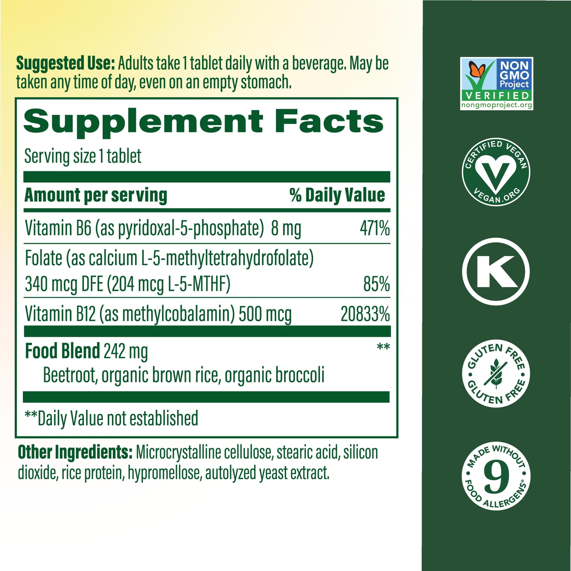 MegaFood Methyl B12 - Vegan - Includes Methyl Folate, Vitamin B12 & B6 - Supports Cellular Energy Production, Nervous System Health