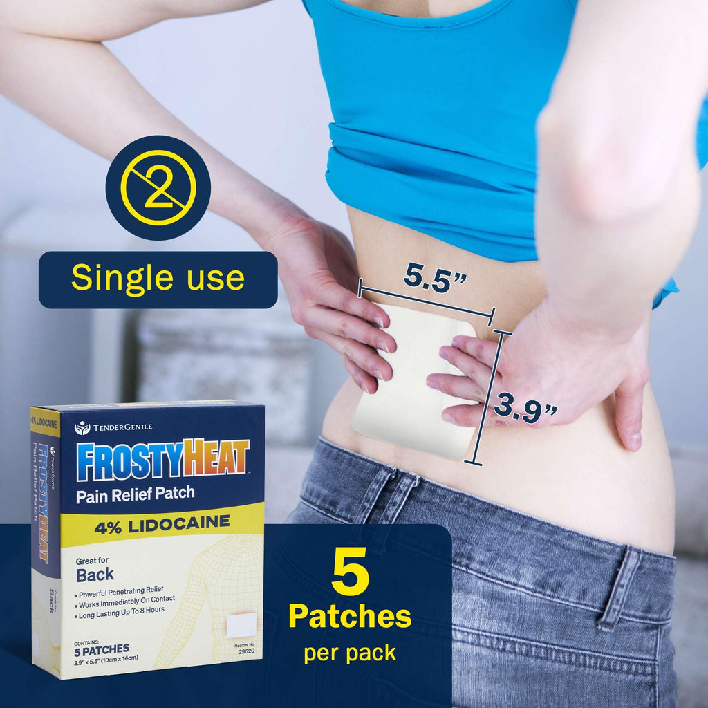 TenderGentle Four Percent Lidocaine Patches - 30 Back Pain Relief Patches with 4% Lidocaine for Aches, Muscle and Joint Discomfort - 3.9" x 5.5" Back, Shoulder, and Neck Pain Patch TenderGentle Au supplements