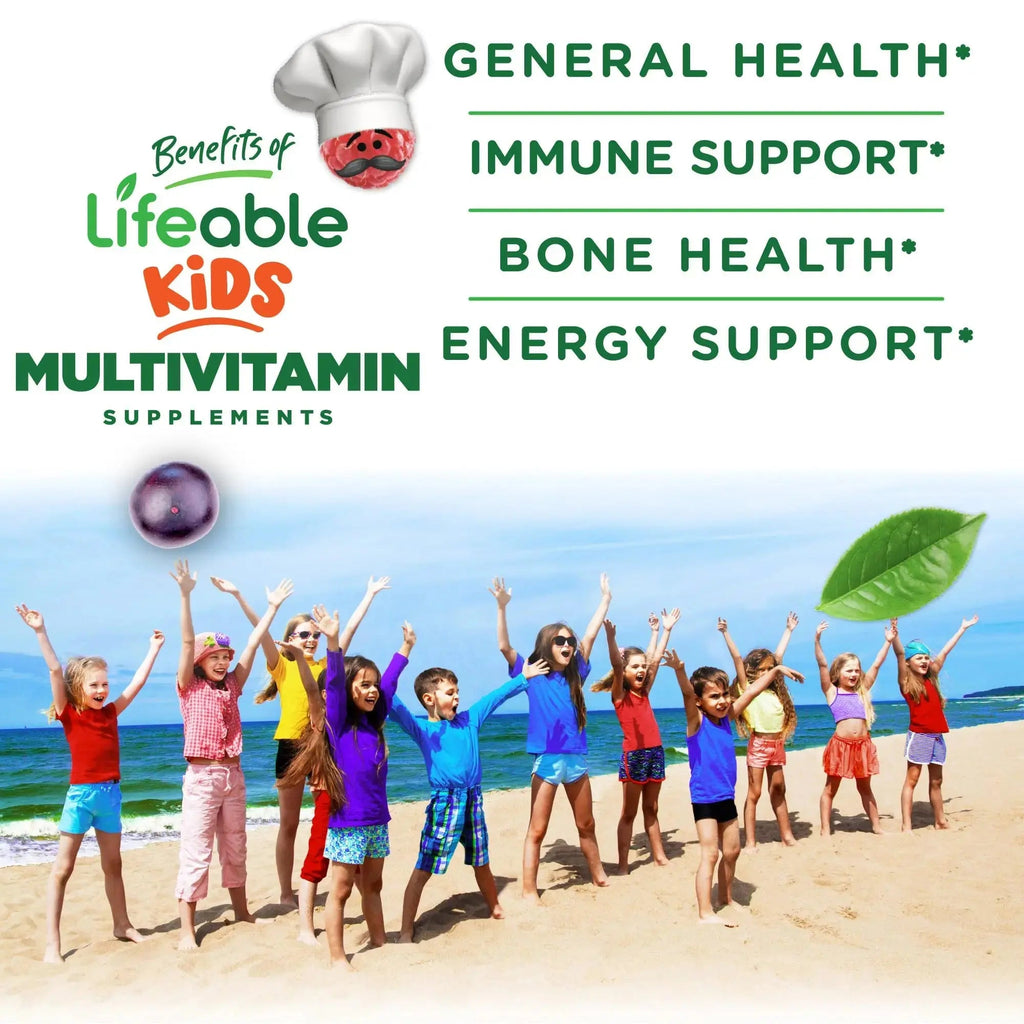 Lifeable Kids Multivitamin Gummies | Great Tasting Multivitamin for Kids | with Vitamins A, C, D, E, B6, B12, Zinc, Biotin Lifeable Au supplements