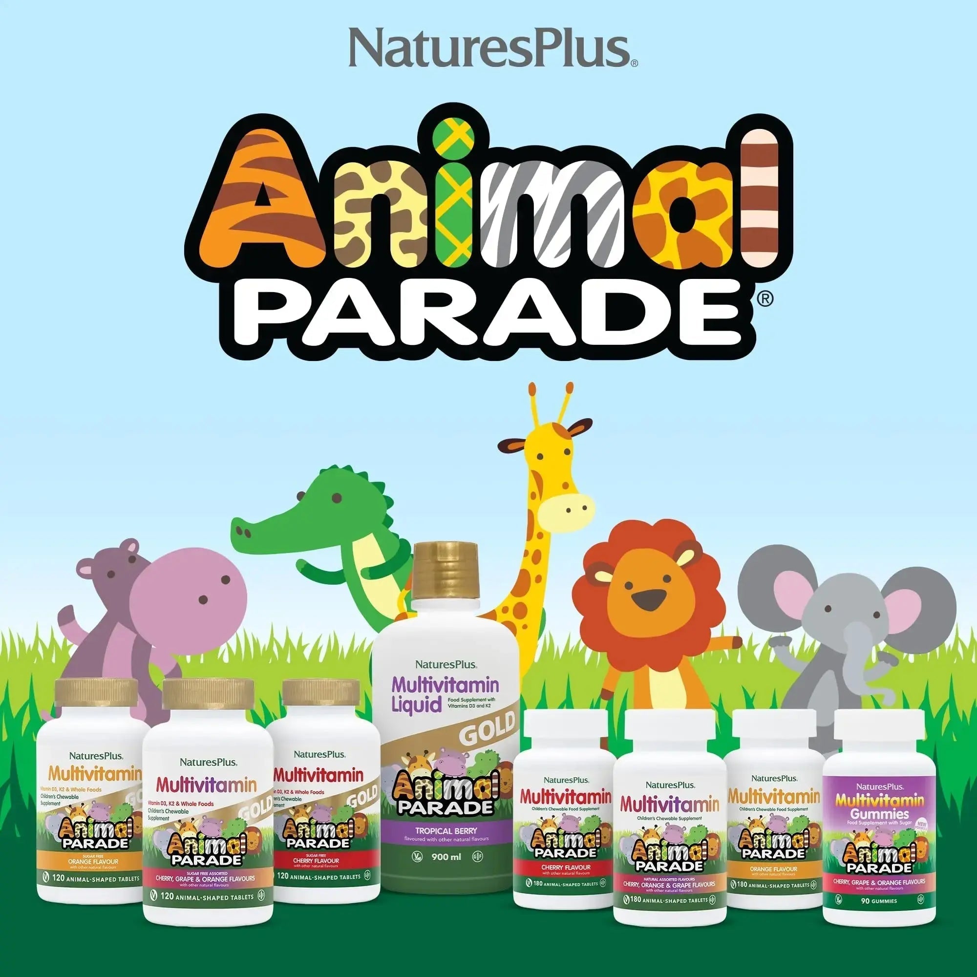NaturesPlus Animal Parade Multivitamin Children's Gummies - 90 Count - Assorted Cherry, Grape & Orange Flavors NaturesPlus Au supplements