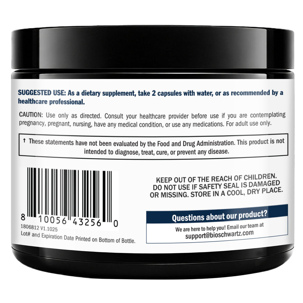 BioSchwartz NMN Supplement - 500mg Nicotinamide Mononucleotide - 30 Servings, 60 Capsules - Made in The USA with Premium Globally Sourced Ingredients, Third-Party Tested, Gluten-Free NMN Supplement BioSchwartz Au supplements