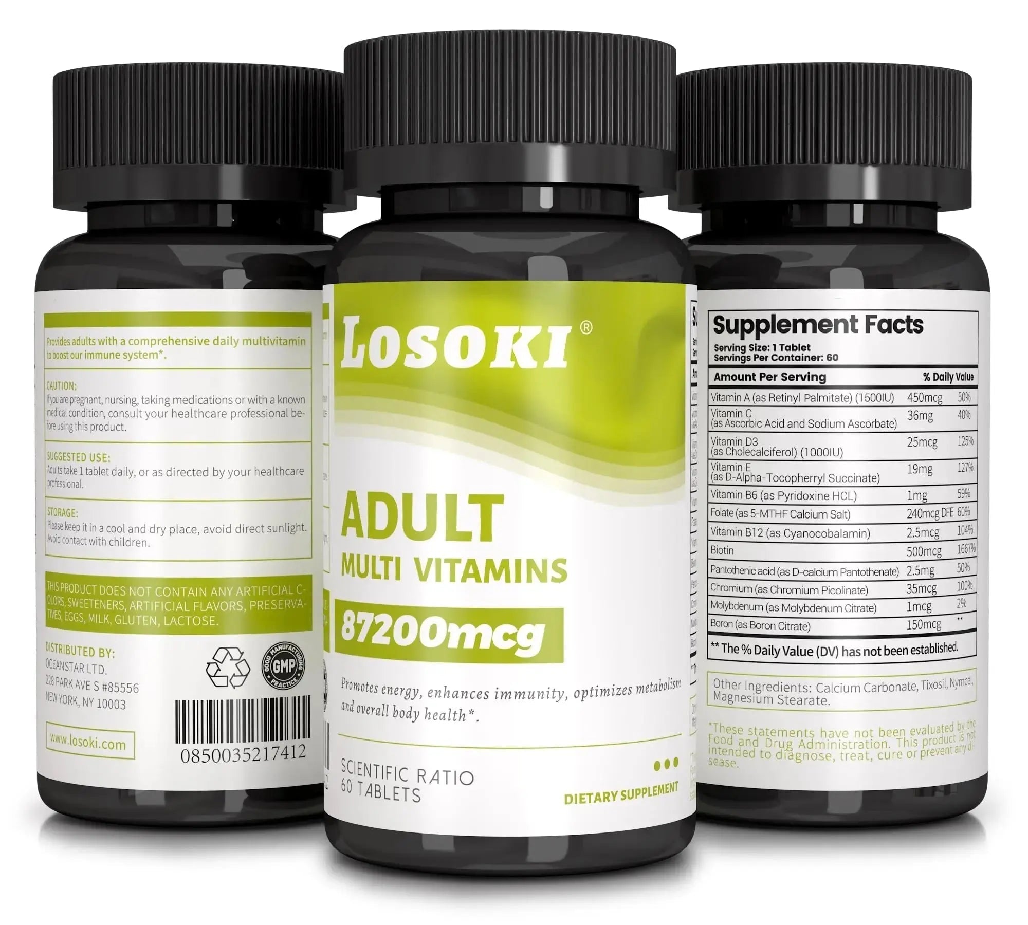 Losoki Adult Multi Vitamins - Comprehensive Daily Multivitamin Supplement for Men and Women - 60 Tablets for Enhanced Energy Losoki Au supplements
